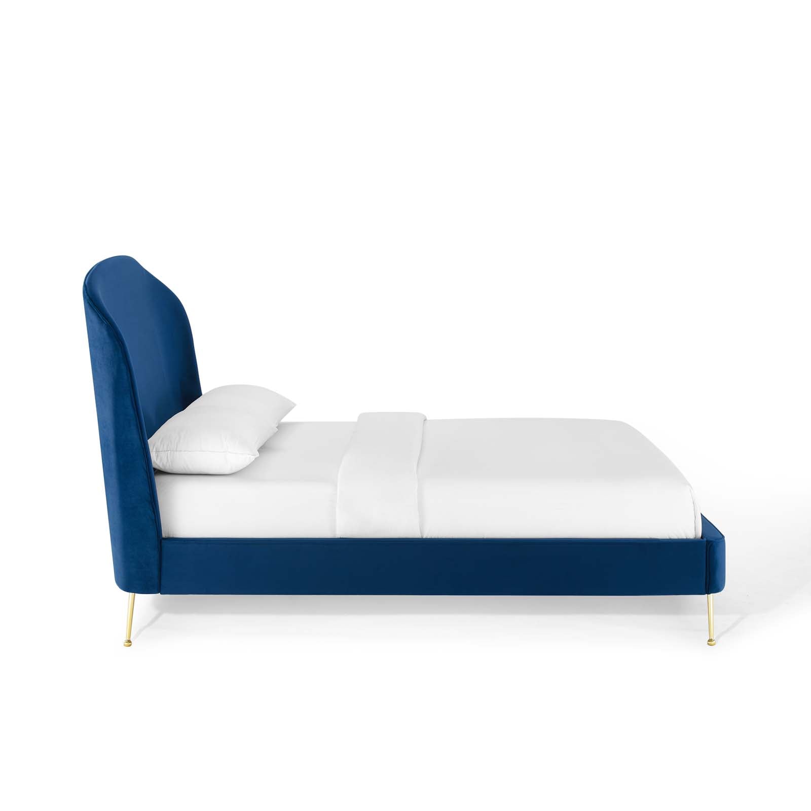 Modway Beds - Mira Upholstered Performance Velvet Queen Platform Bed Navy