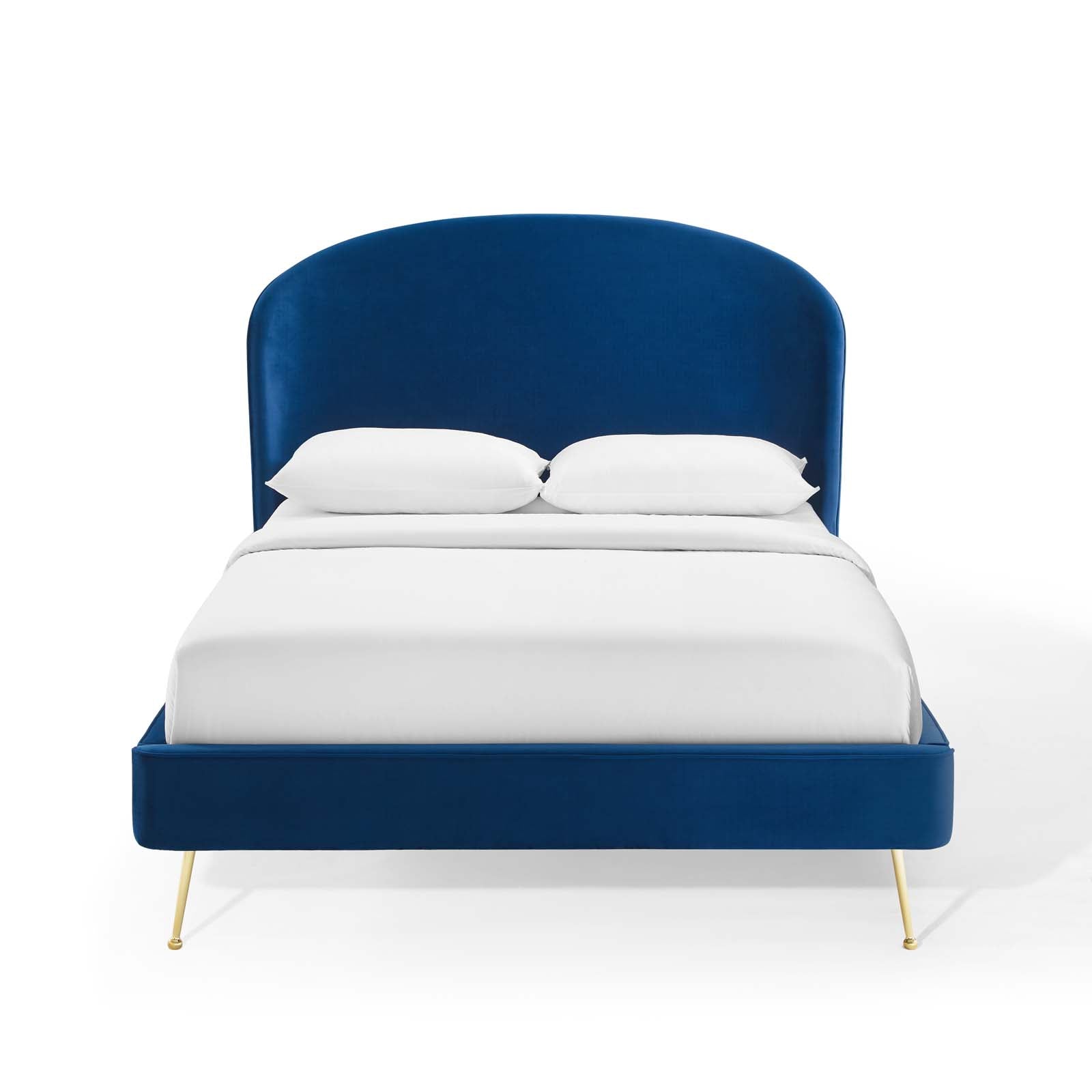 Modway Beds - Mira Upholstered Performance Velvet Queen Platform Bed Navy
