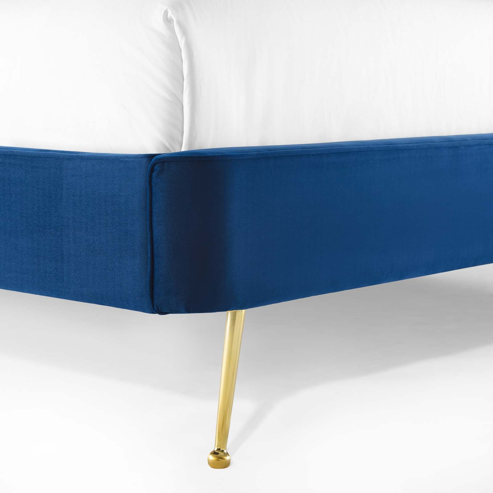 Modway Beds - Mira Upholstered Performance Velvet Queen Platform Bed Navy