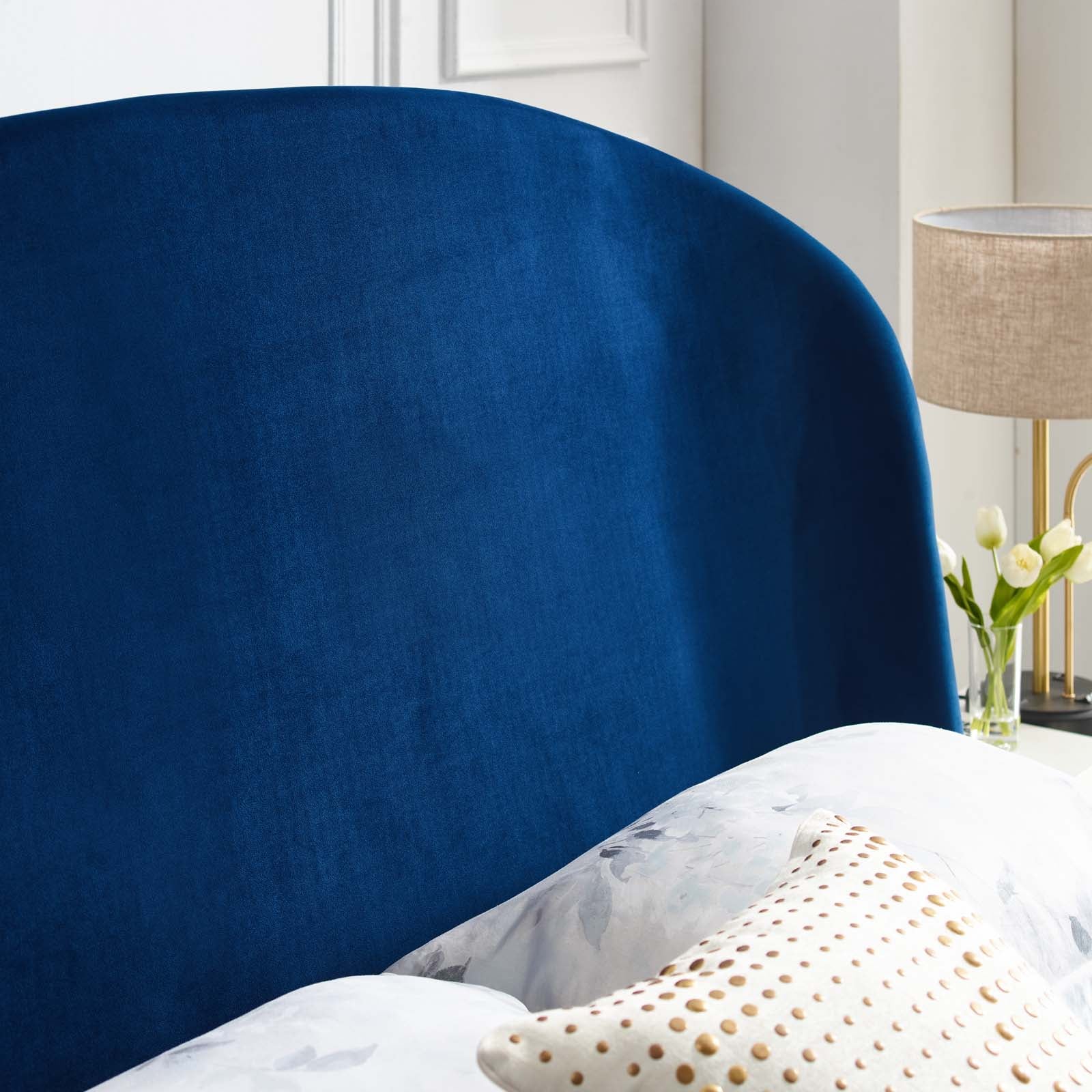 Modway Beds - Mira Upholstered Performance Velvet Queen Platform Bed Navy
