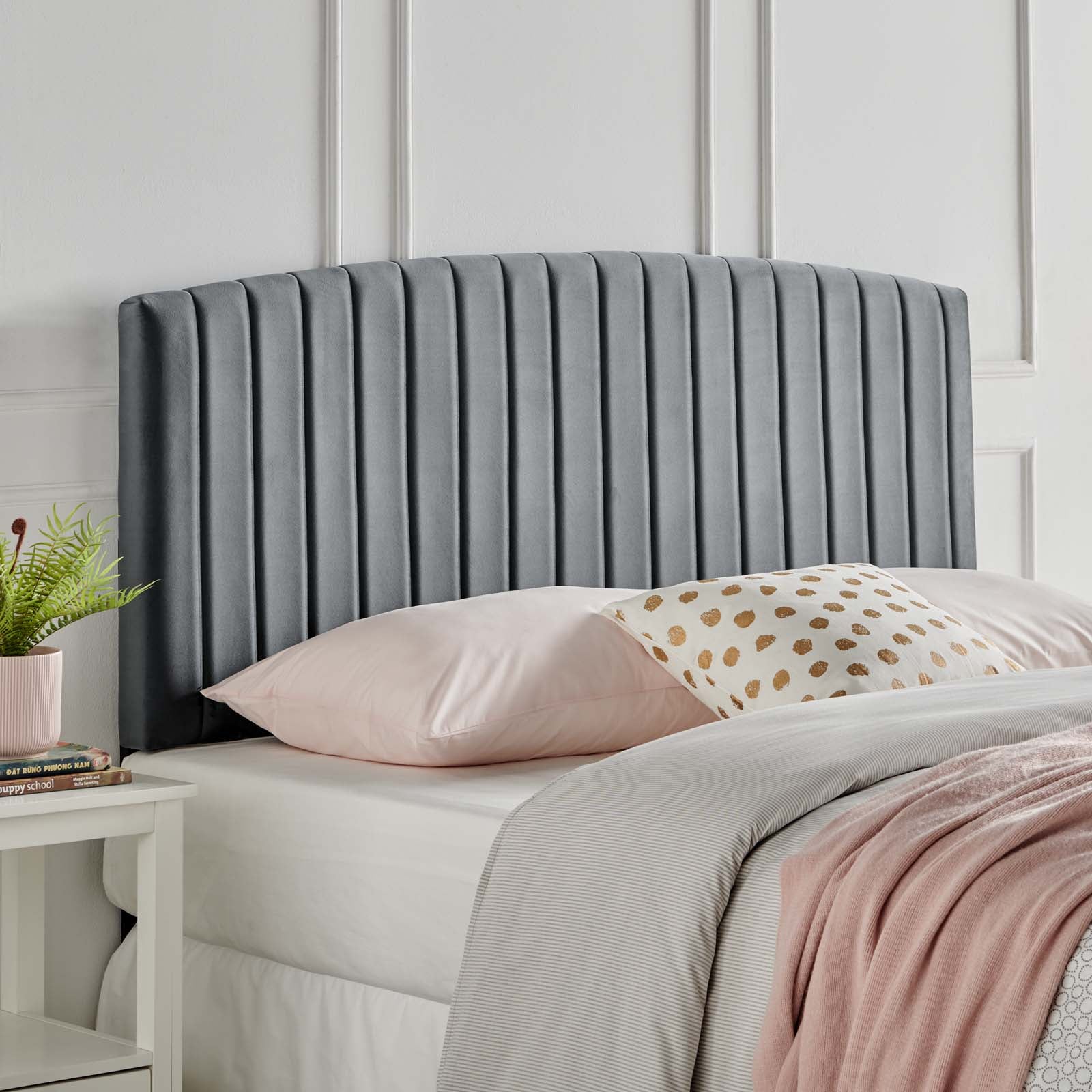 Modway Headboards - Rebecca Performance Velvet Twin Headboard Charcoal