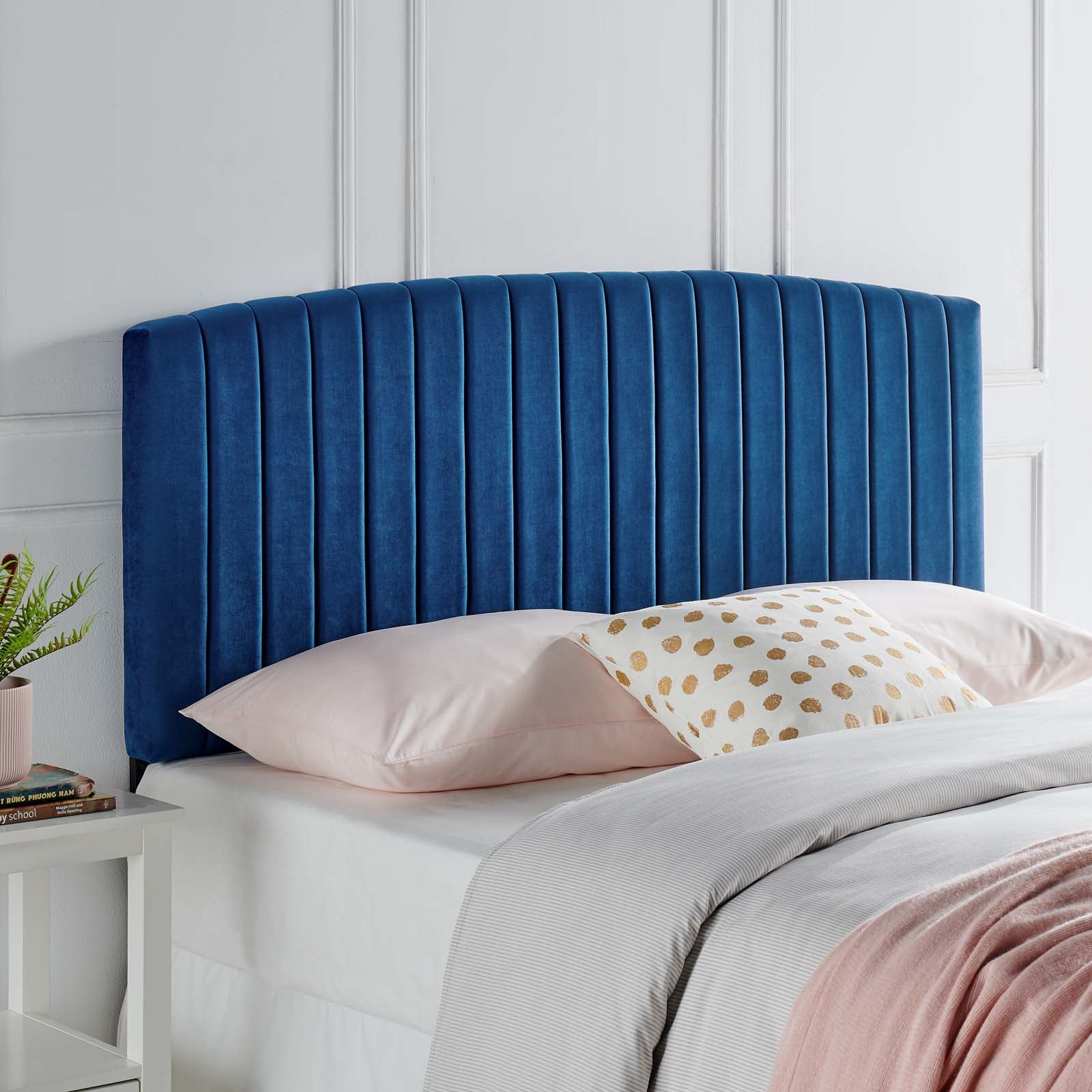 Modway Headboards - Rebecca Performance Velvet King / California King Headboard Navy