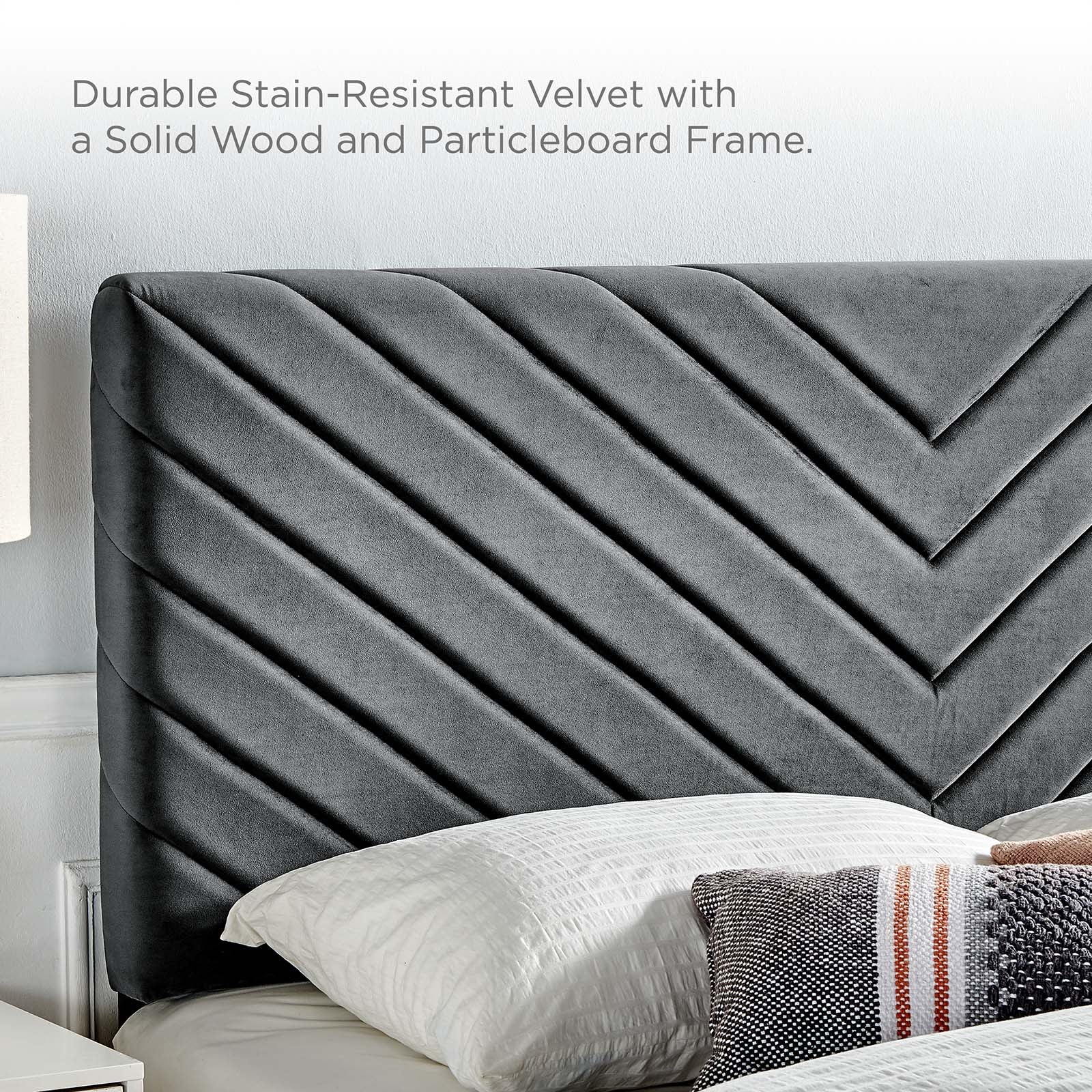 Modway Headboards - Alyson Angular Channel Tufted King / California King Headboard Charcoal