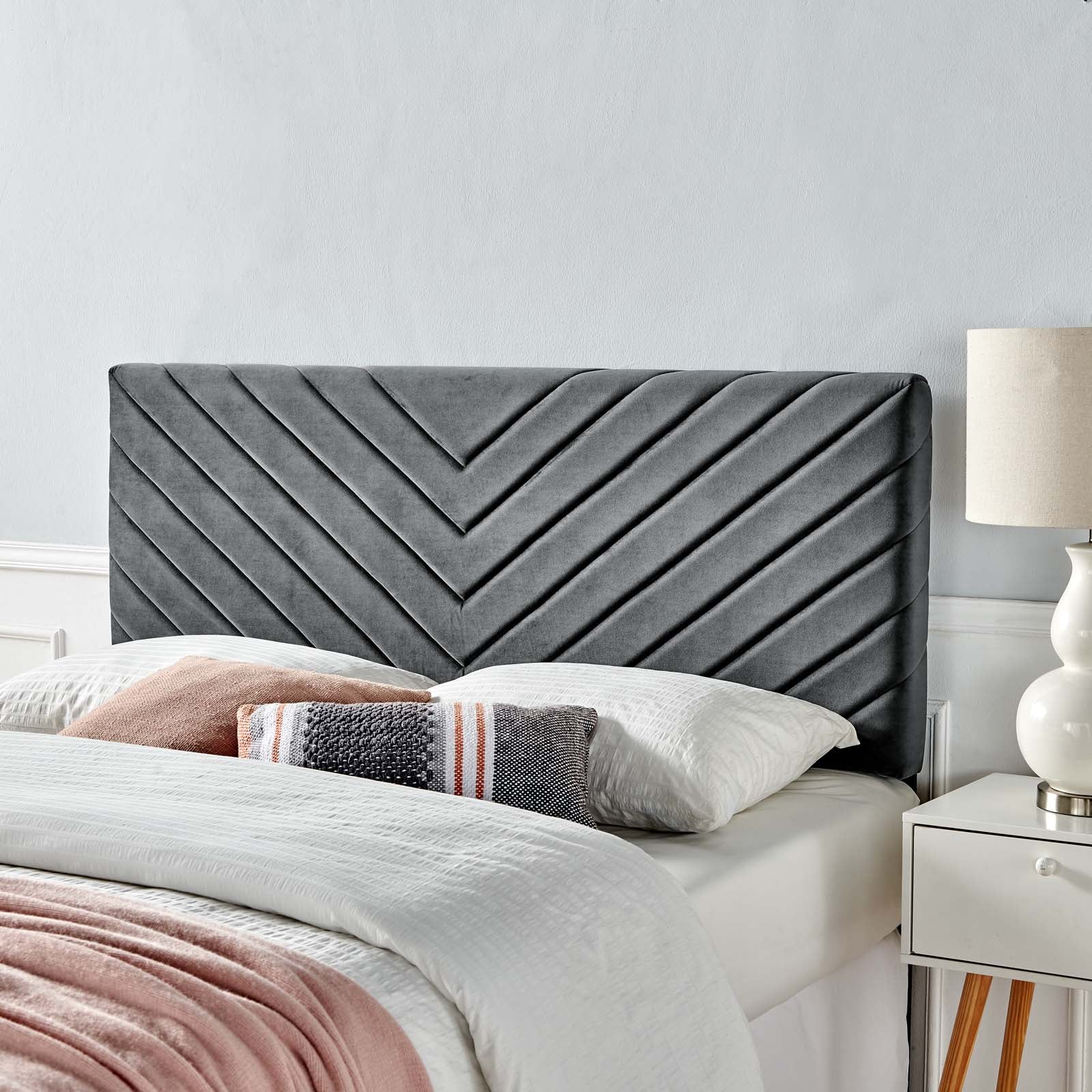 Modway Headboards - Alyson Angular Channel Tufted King / California King Headboard Charcoal