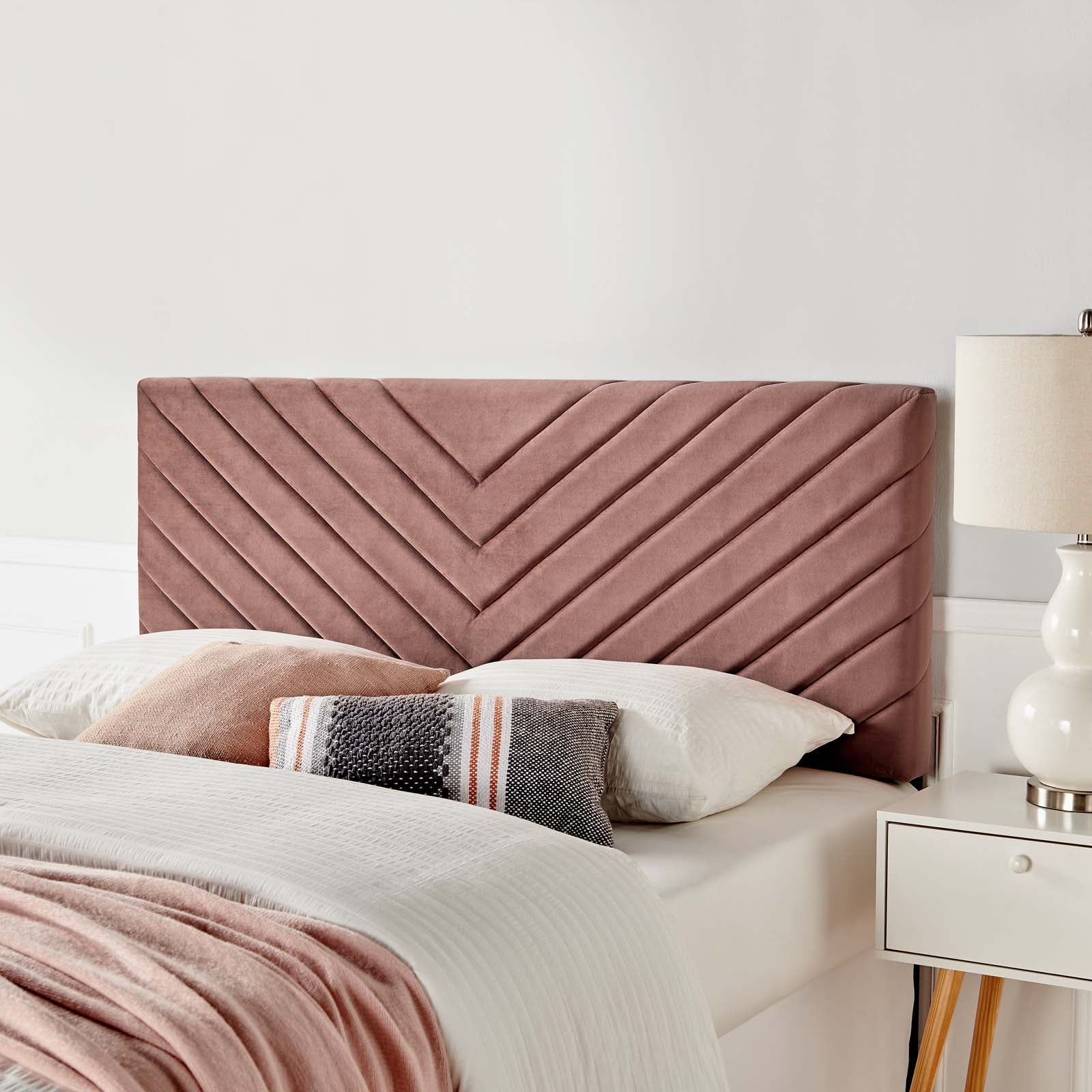 Modway Headboards - Alyson Angular Channel Tufted King / California King Headboard Dusty Rose