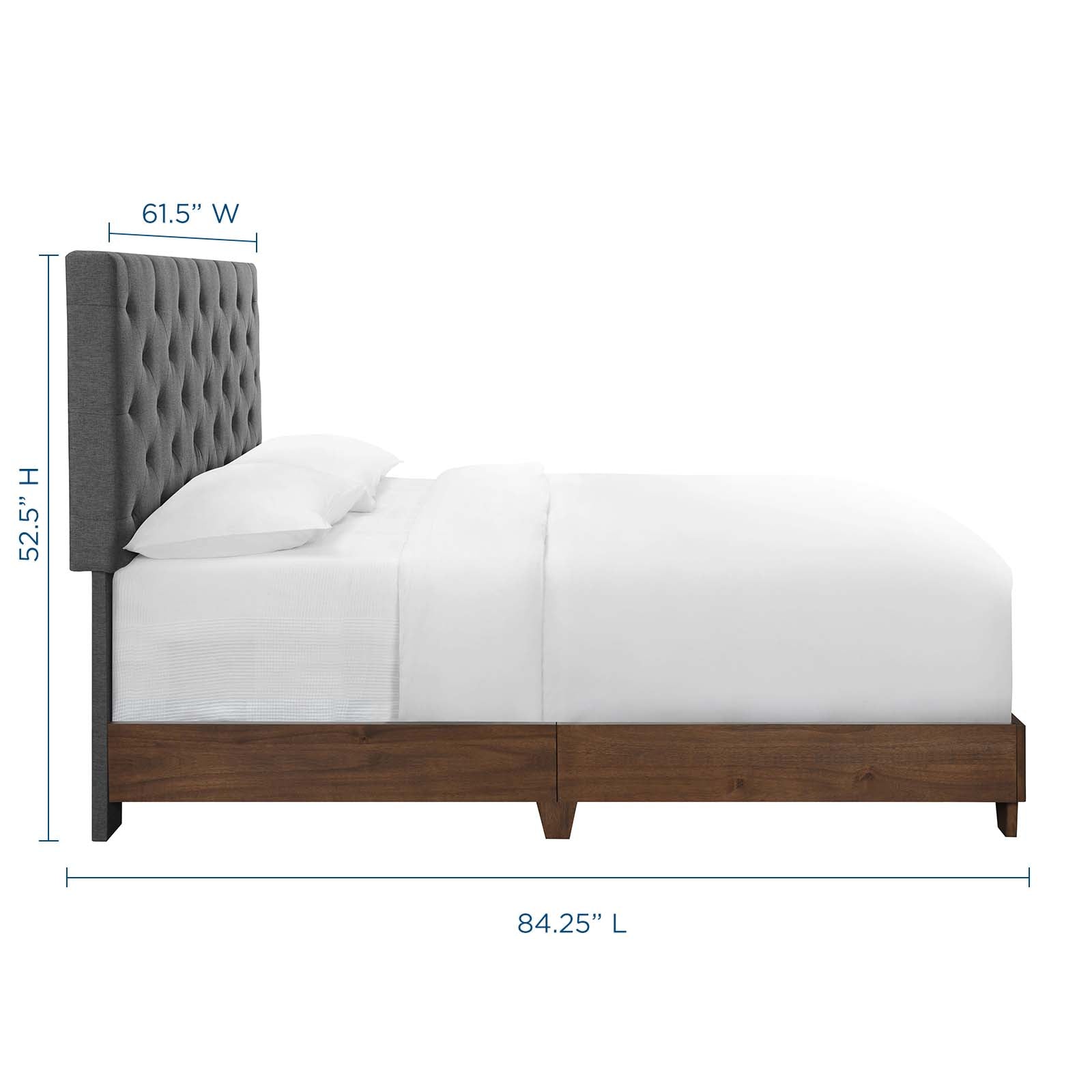 Modway Beds - Rhiannon Diamond Tufted Upholstered Fabric Queen Bed Walnut Gray