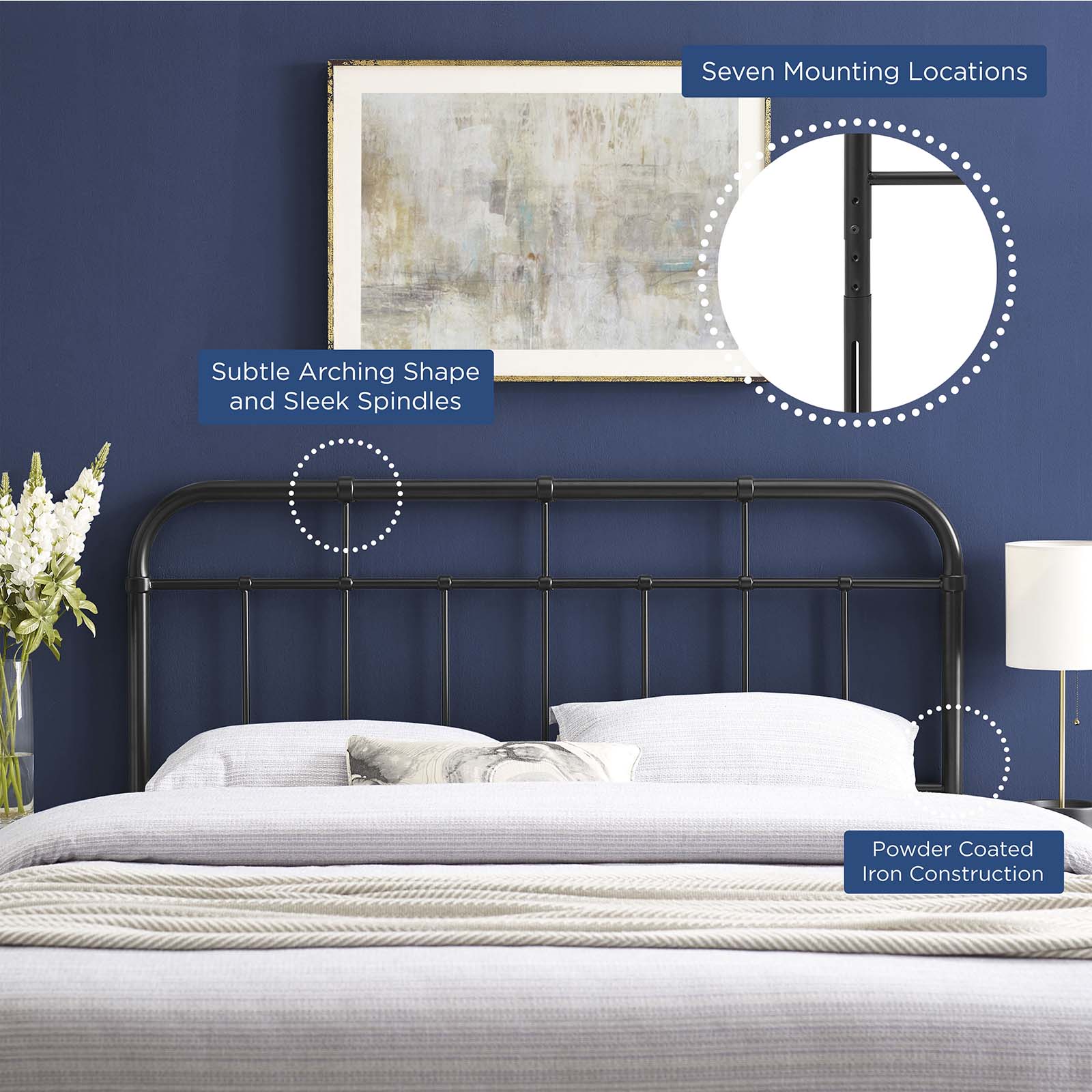 Modway Headboards - Alessia Full Metal Headboard Black
