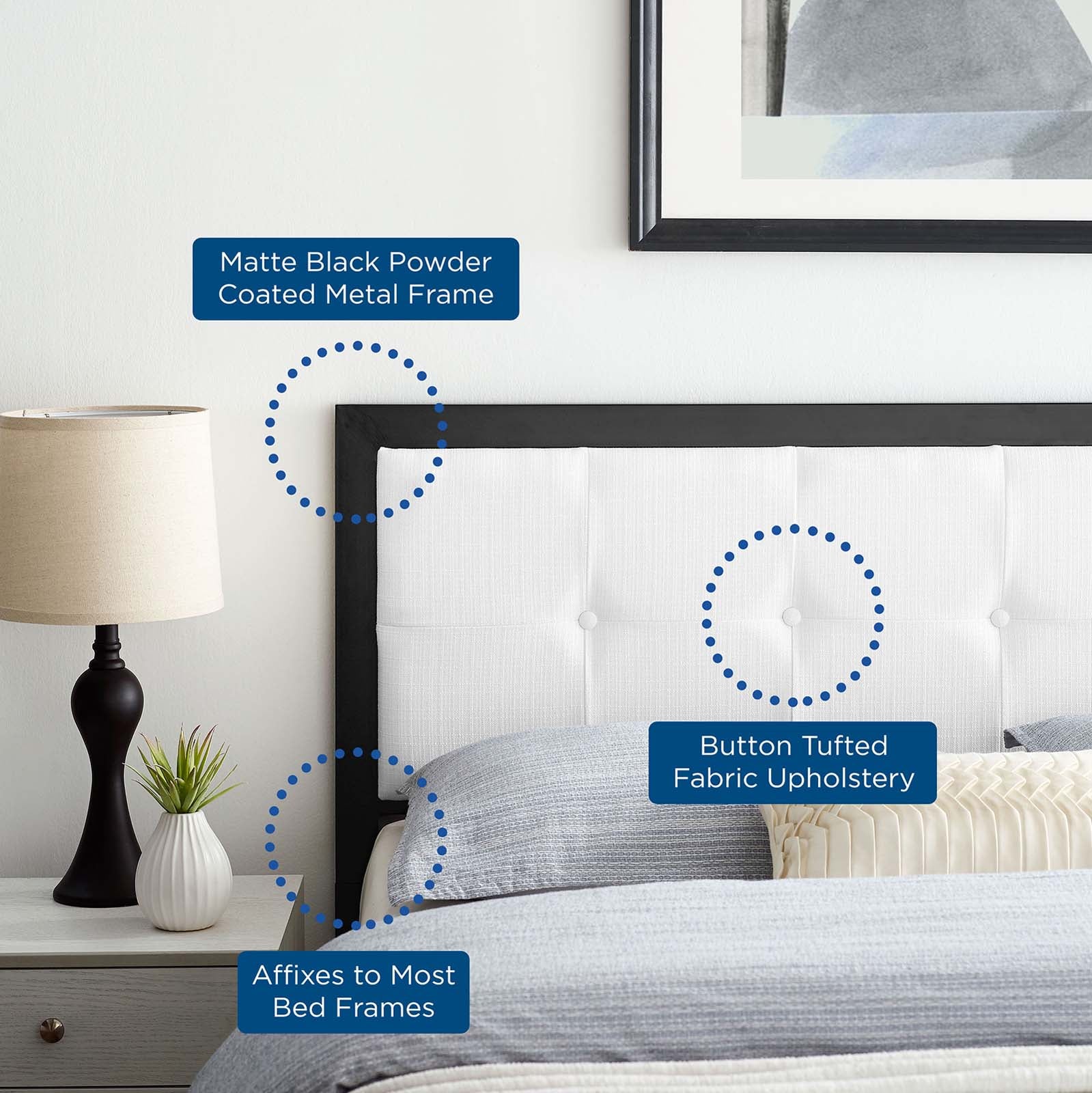 Modway Headboards - Teagan Tufted Twin Headboard Black White