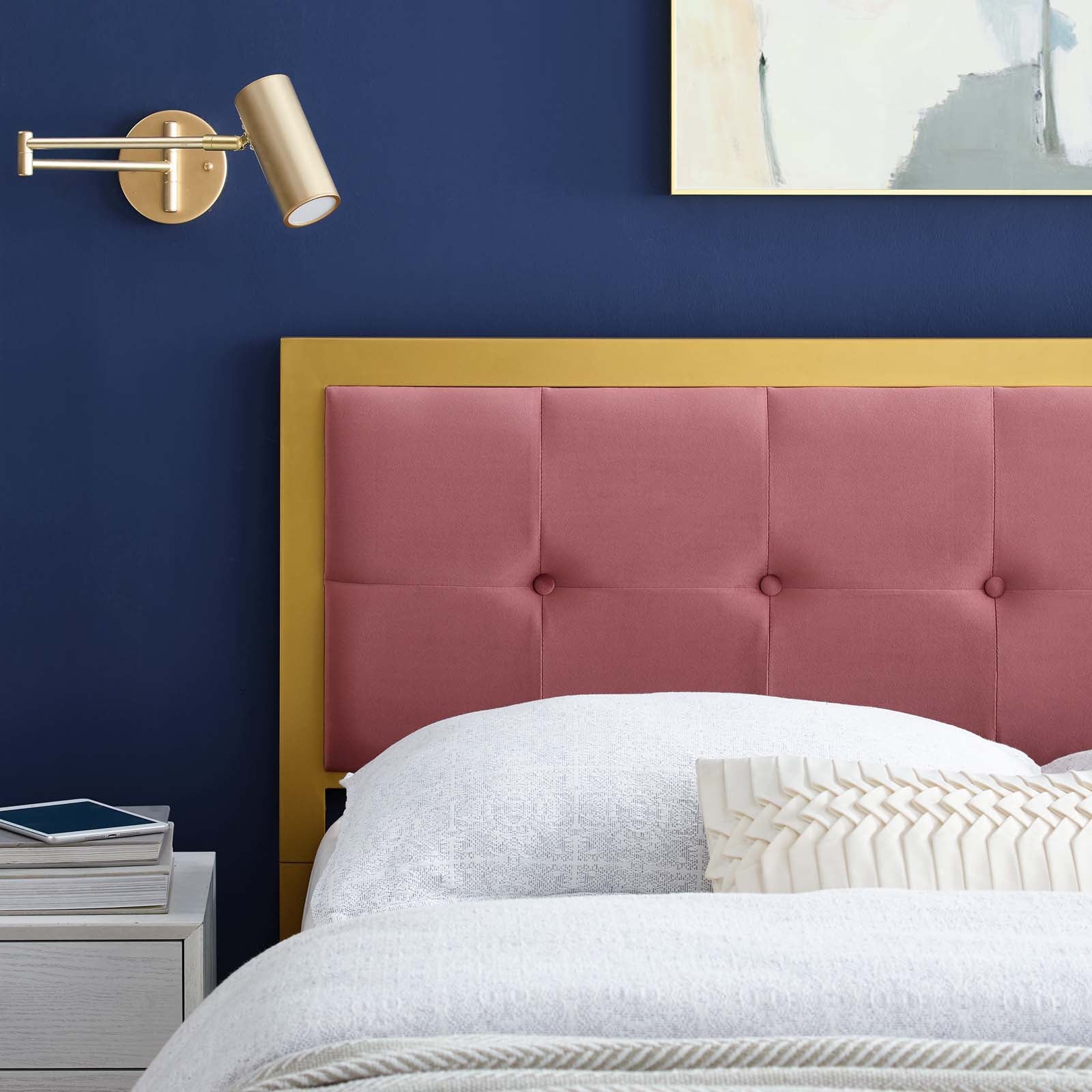 Modway Headboards - Teagan Tufted Twin Headboard Gold Dusty Rose