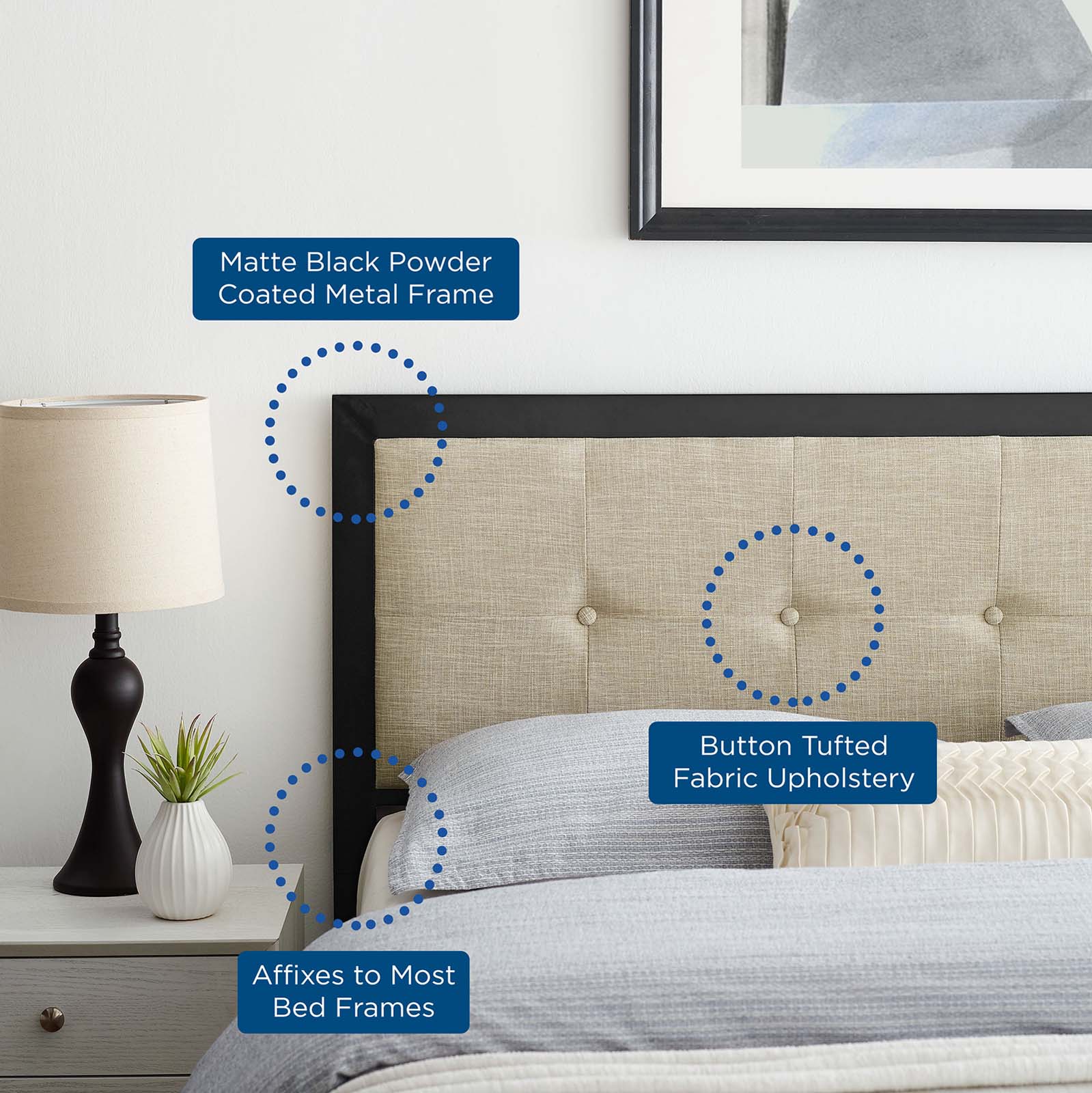 Modway Headboards - Teagan Tufted Full Headboard Black Beige