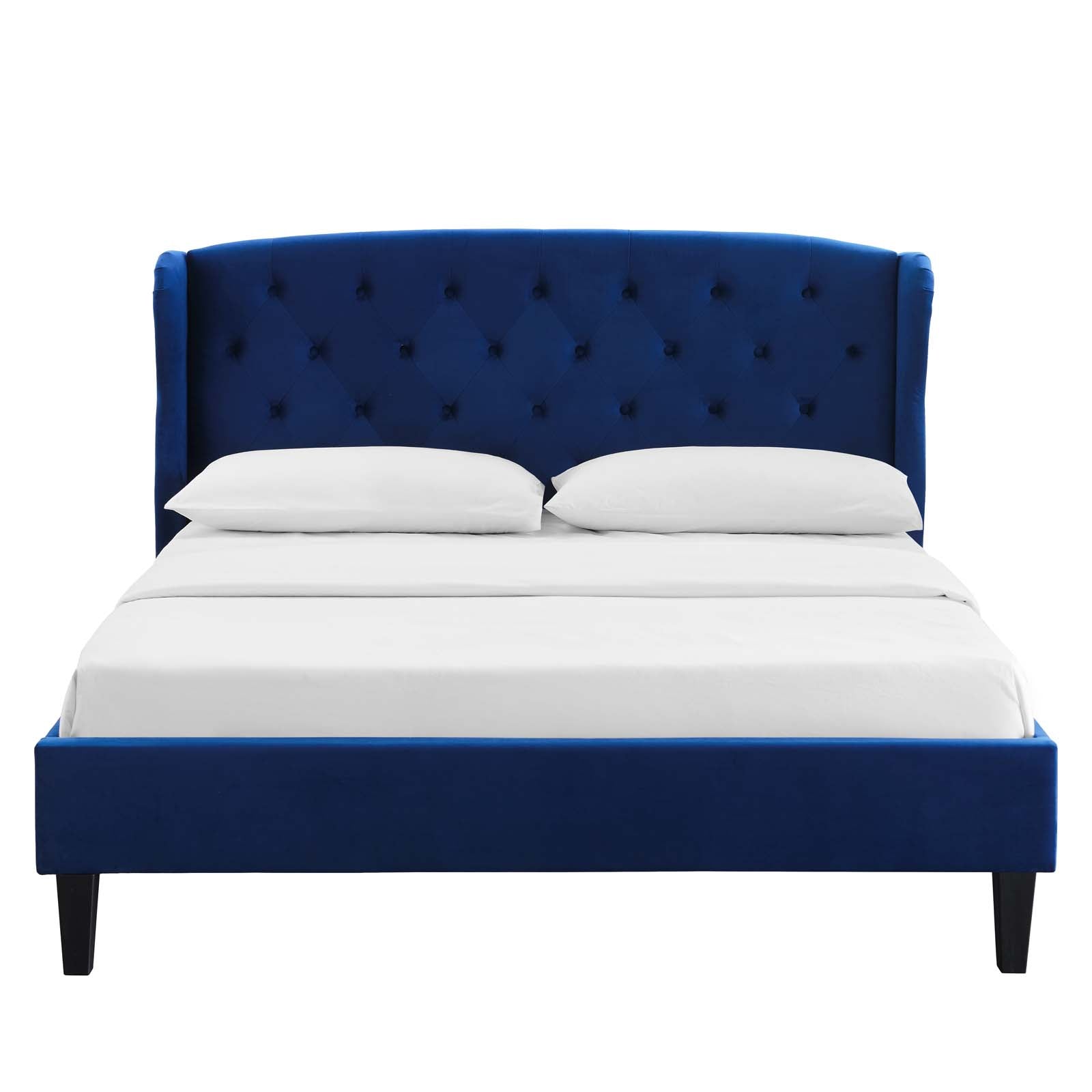 Modway Beds - Penelope Velvet Queen Bed Navy