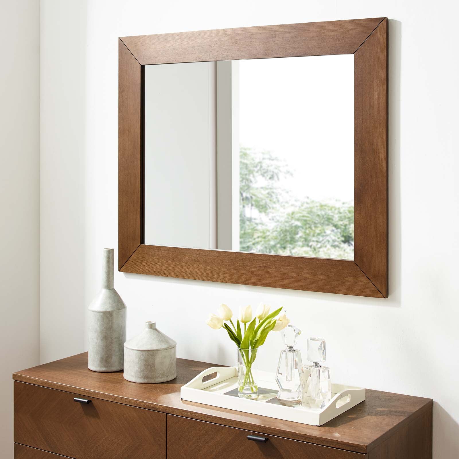 Modway Mirrors - Kali Wall Mirror Walnut