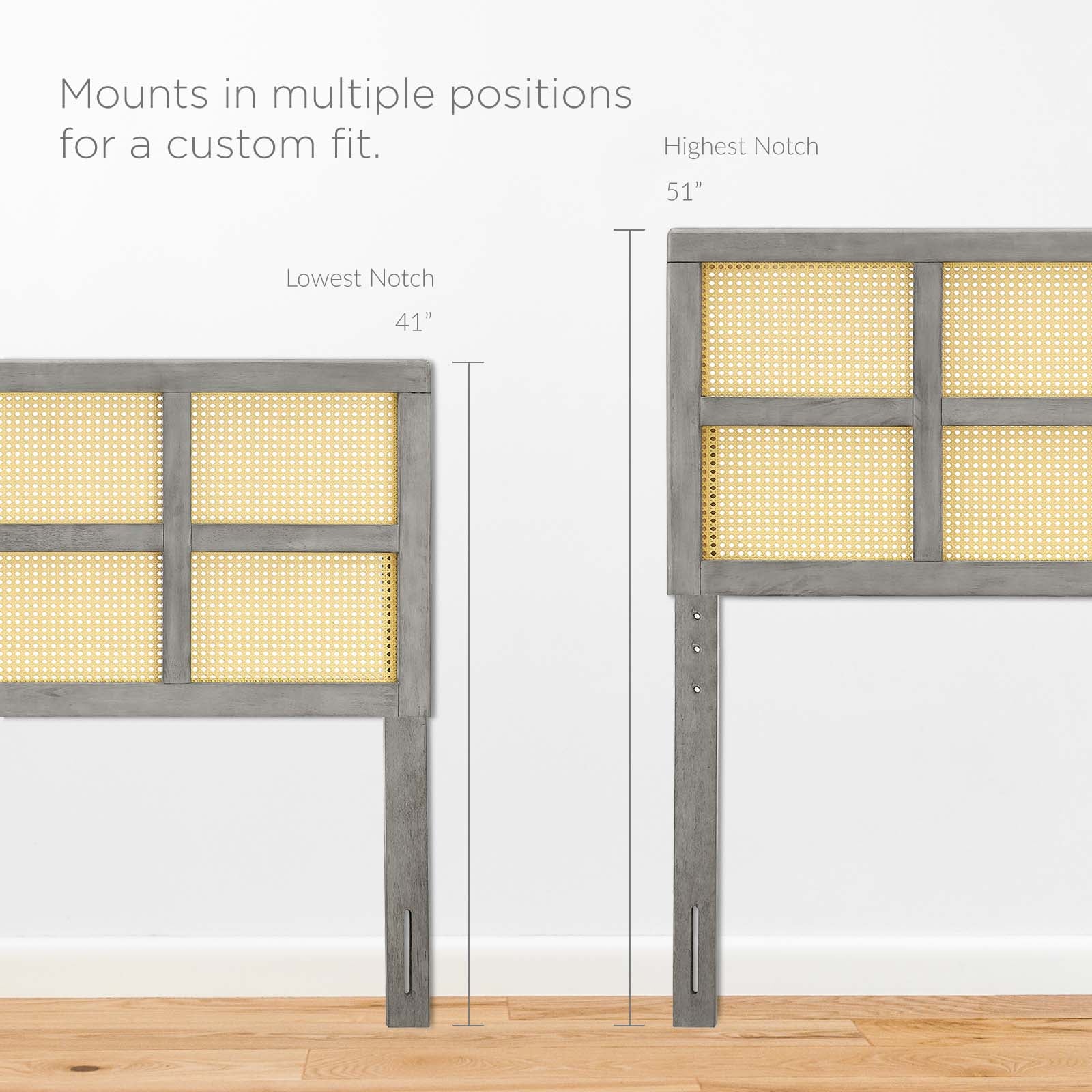 Modway Headboards - Luana Cane Full Headboard Gray