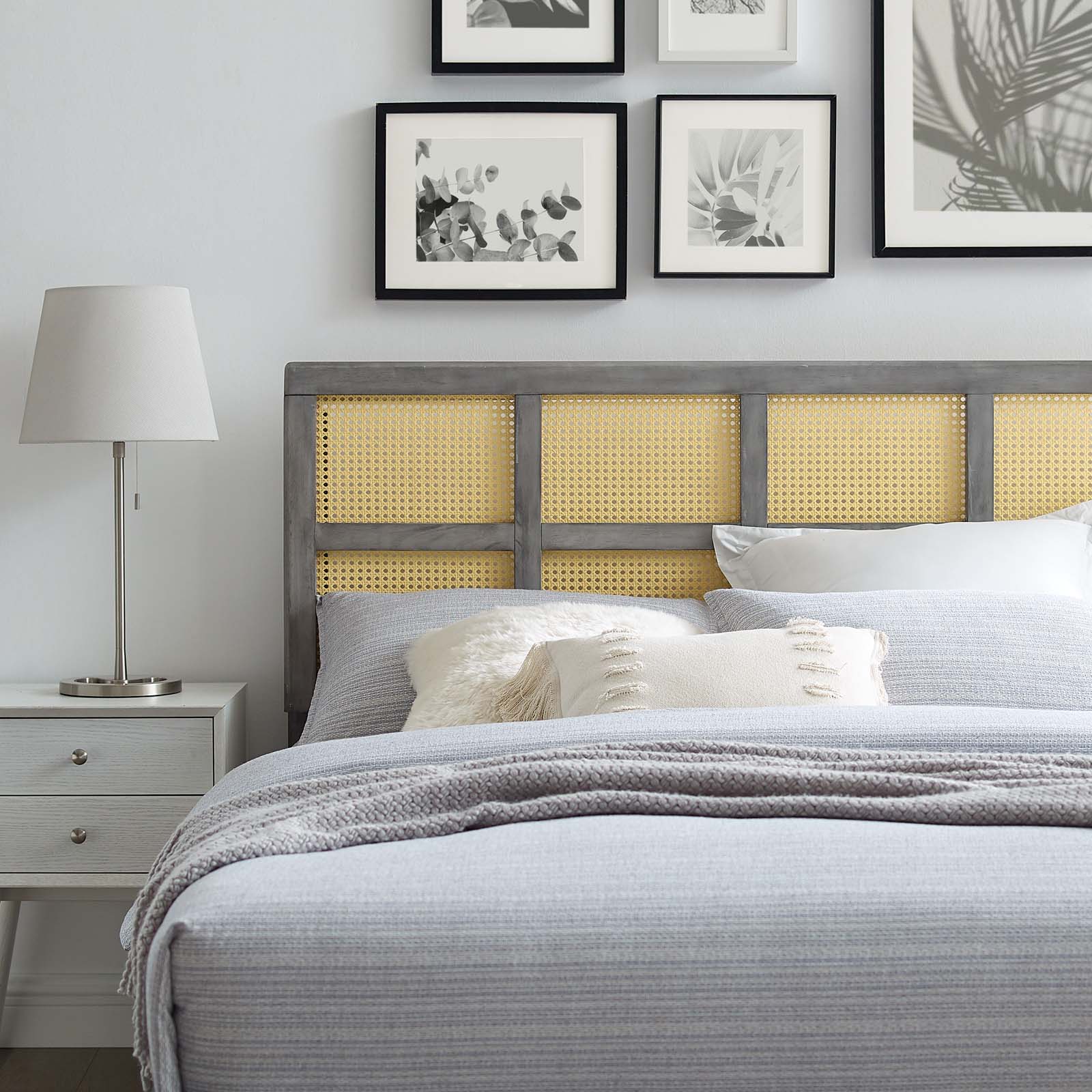 Modway Headboards - Luana Cane Full Headboard Gray