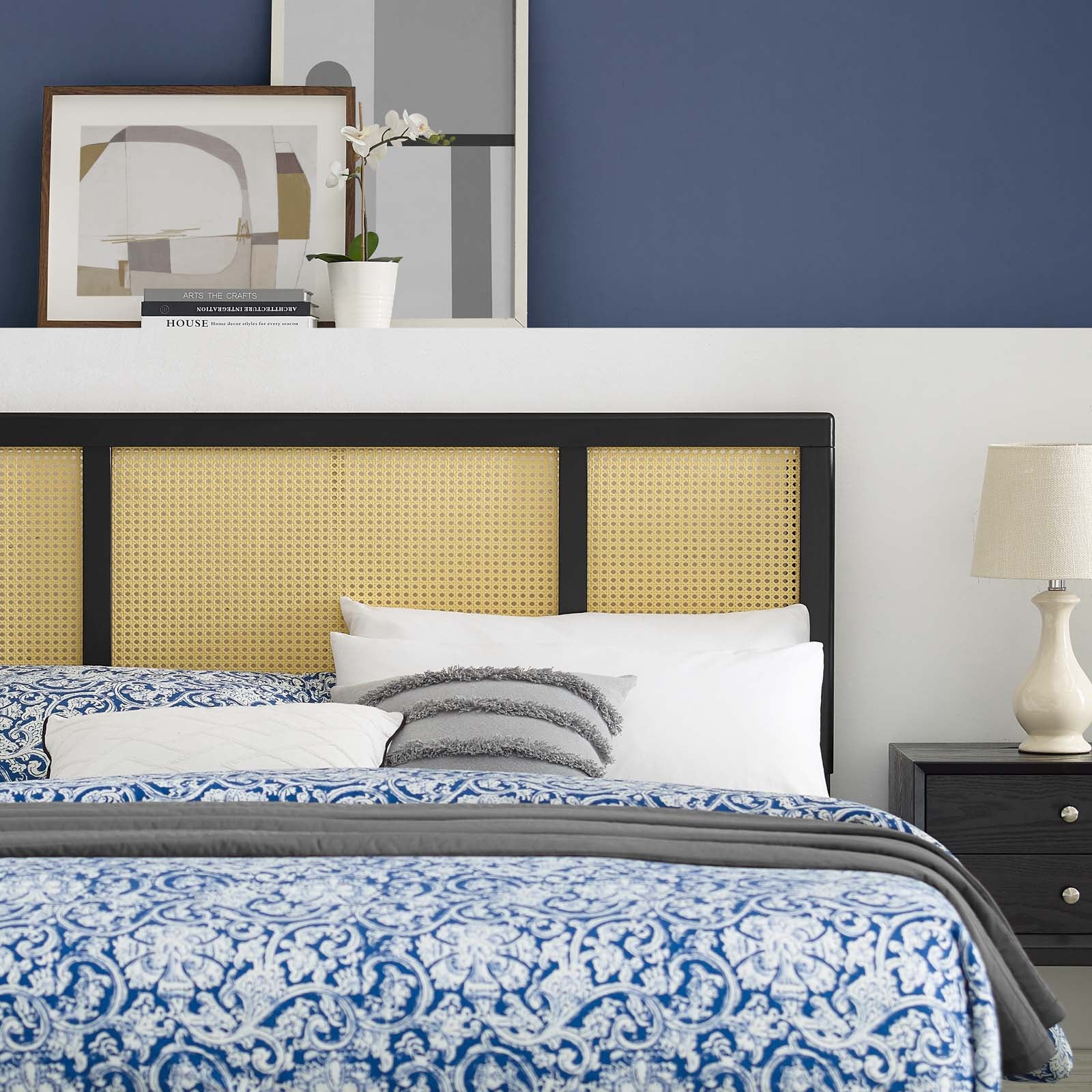 Modway Headboards - Delmare Cane Full Headboard Black