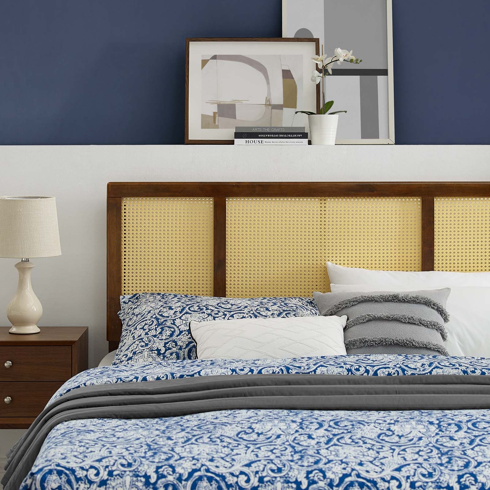 Modway Headboards - Delmare Cane Full Headboard Walnut