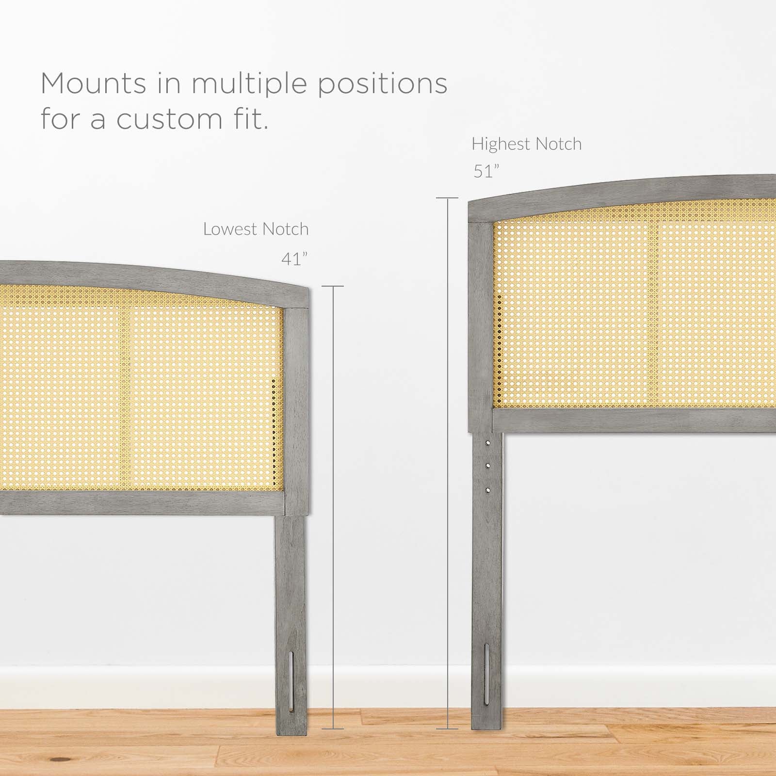 Modway Headboards - Halcyon Cane Full Headboard Gray