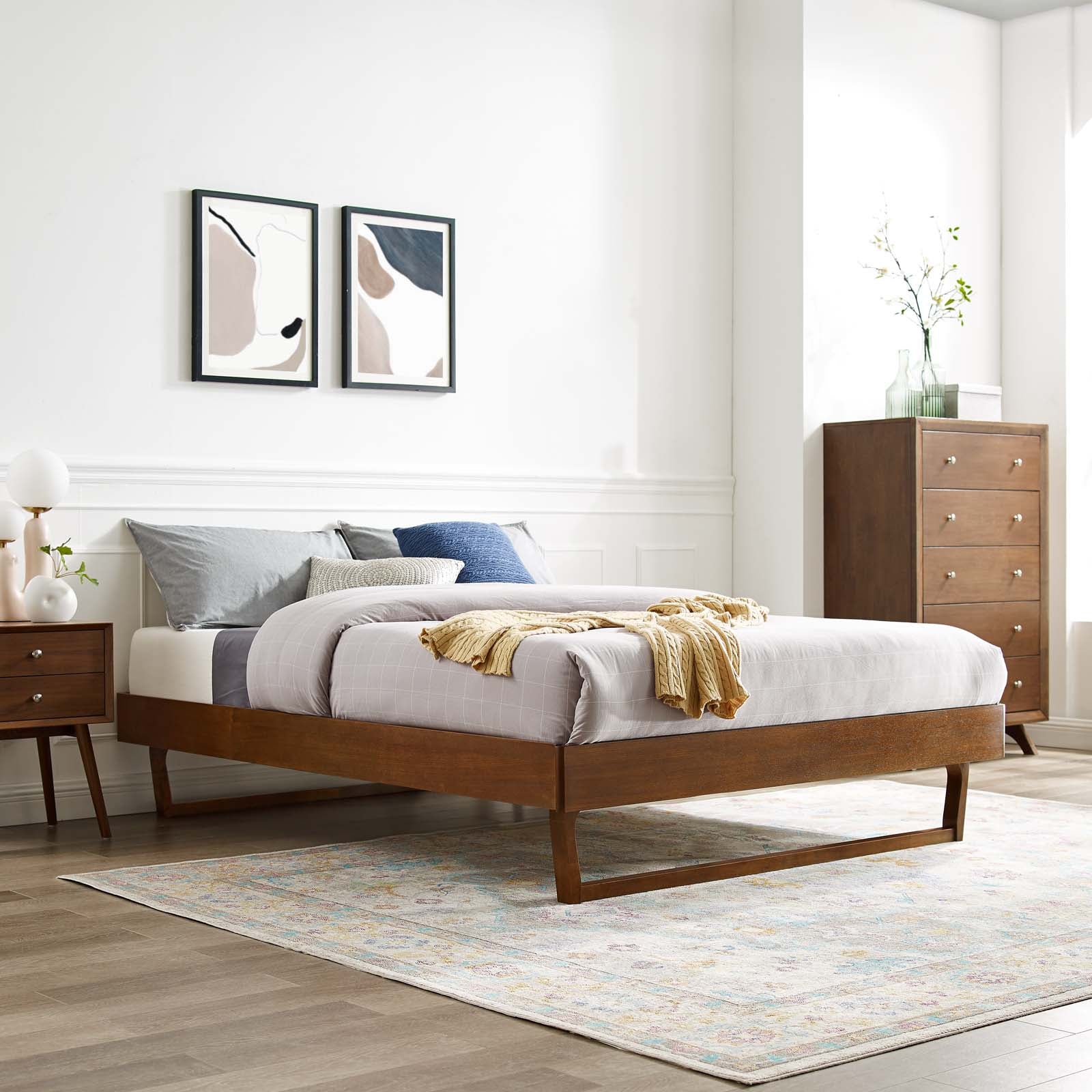 Modway Beds - Billie Full Wood Platform Bed Frame Walnut