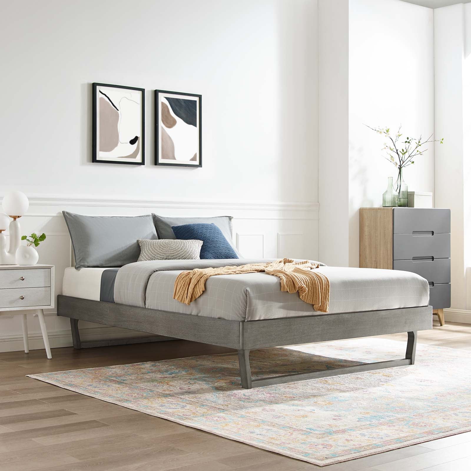 Modway Beds - Billie Queen Wood Platform Bed Frame Gray