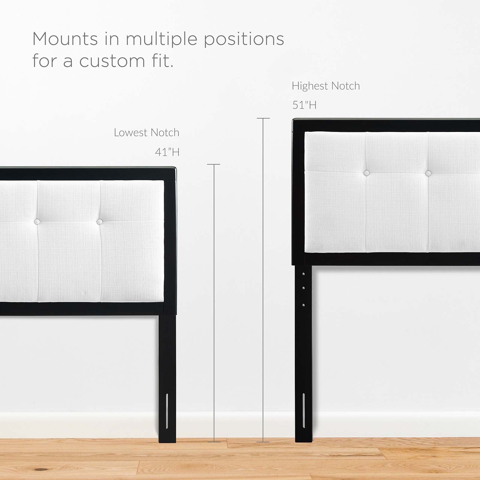 Modway Headboards - Draper Tufted Twin Fabric and Wood Headboard Black White