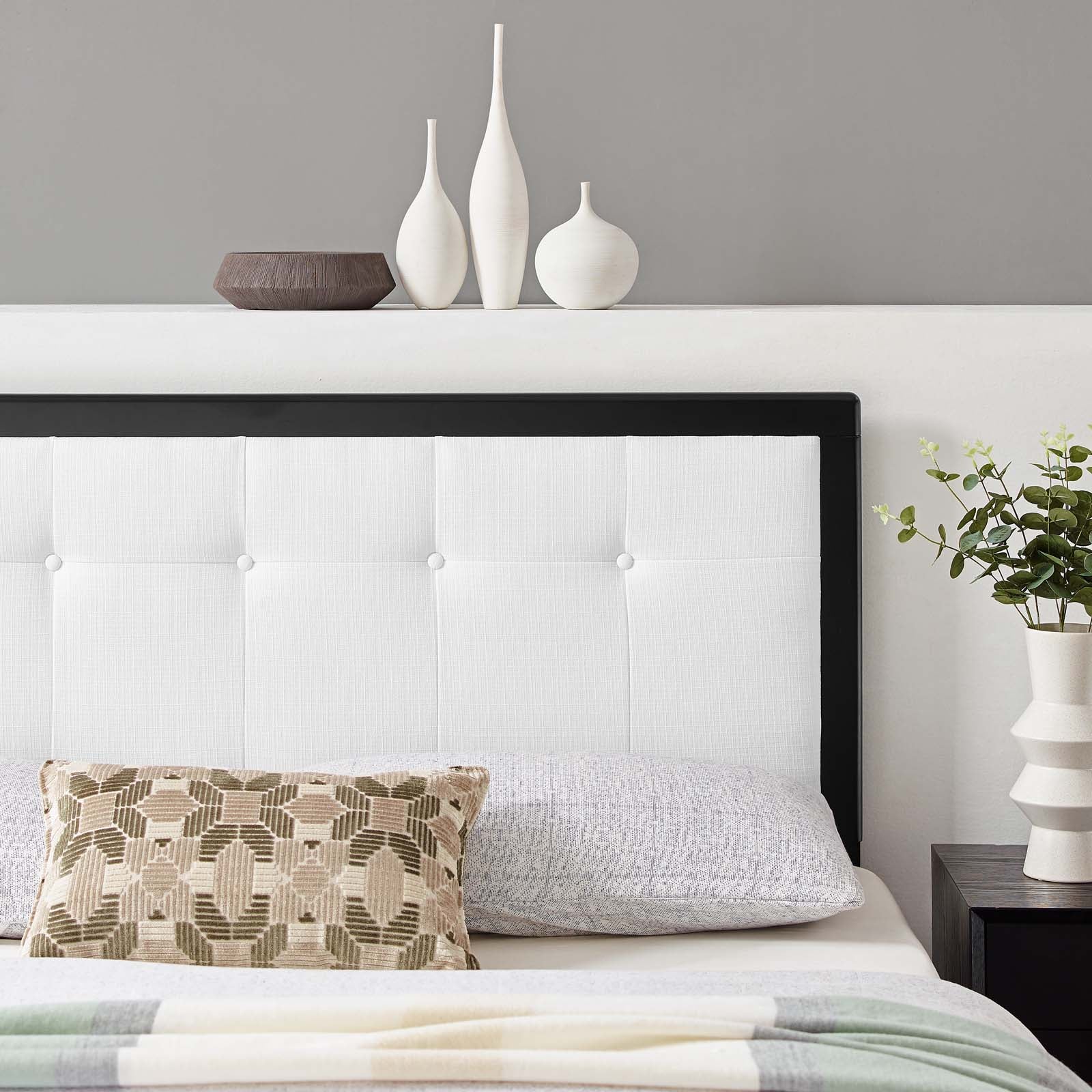 Modway Headboards - Draper Tufted Twin Fabric and Wood Headboard Black White