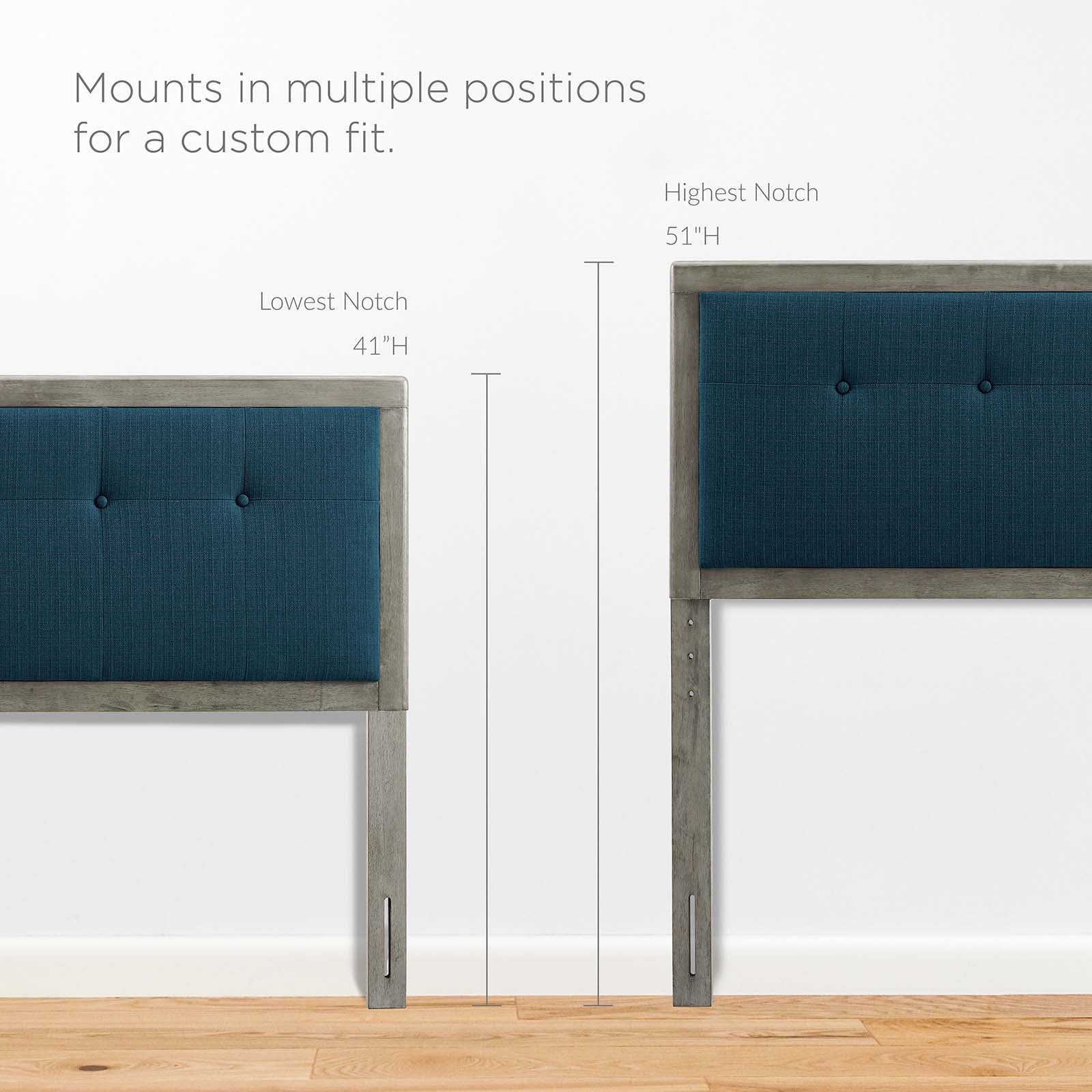 Modway Headboards - Draper Tufted Twin Fabric and Wood Headboard Gray Azure