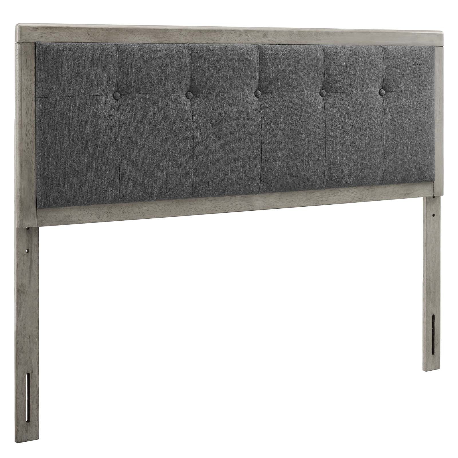 Modway Headboards - Draper Tufted Queen Fabric And Wood Headboard Gray Charcoal