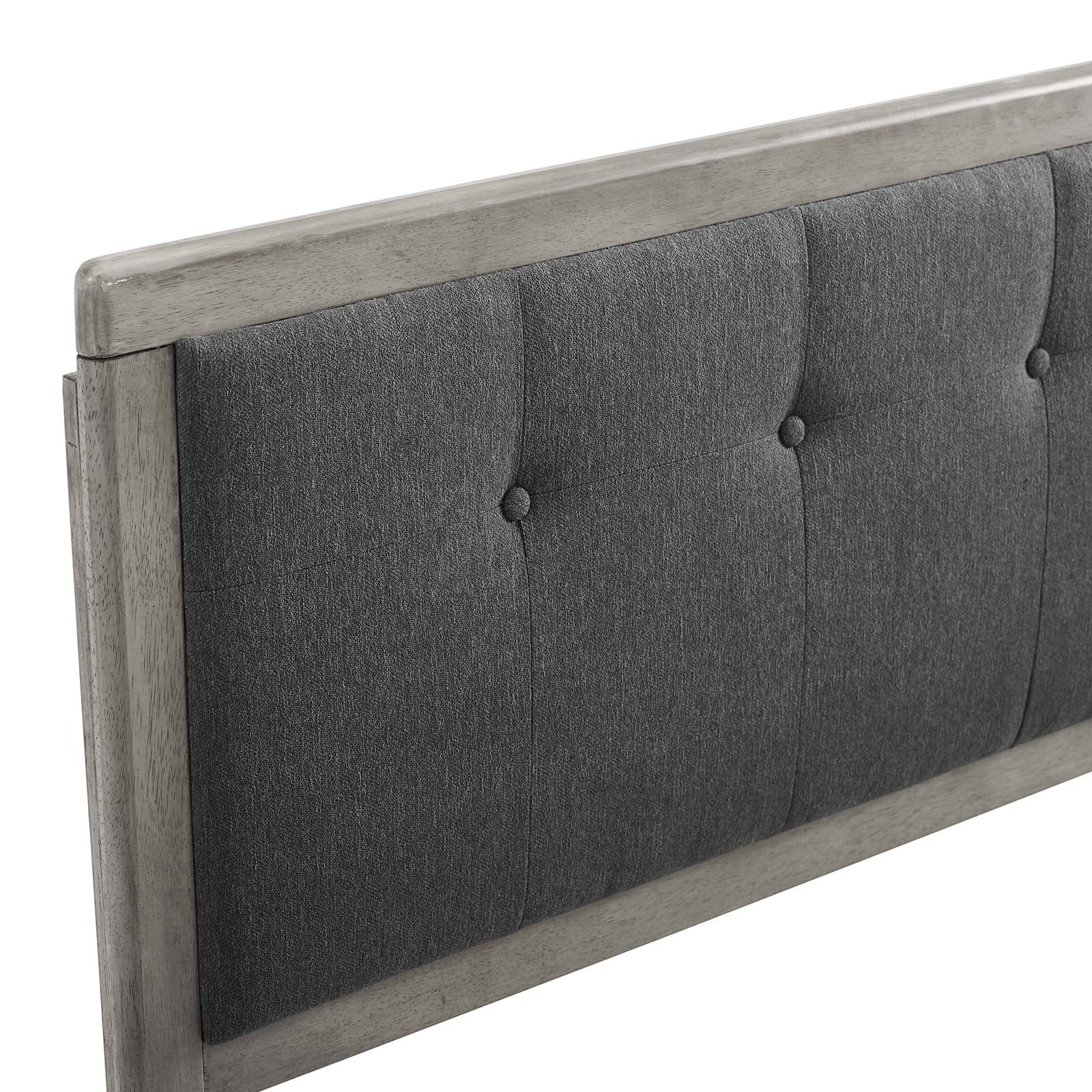 Modway Headboards - Draper Tufted Queen Fabric And Wood Headboard Gray Charcoal