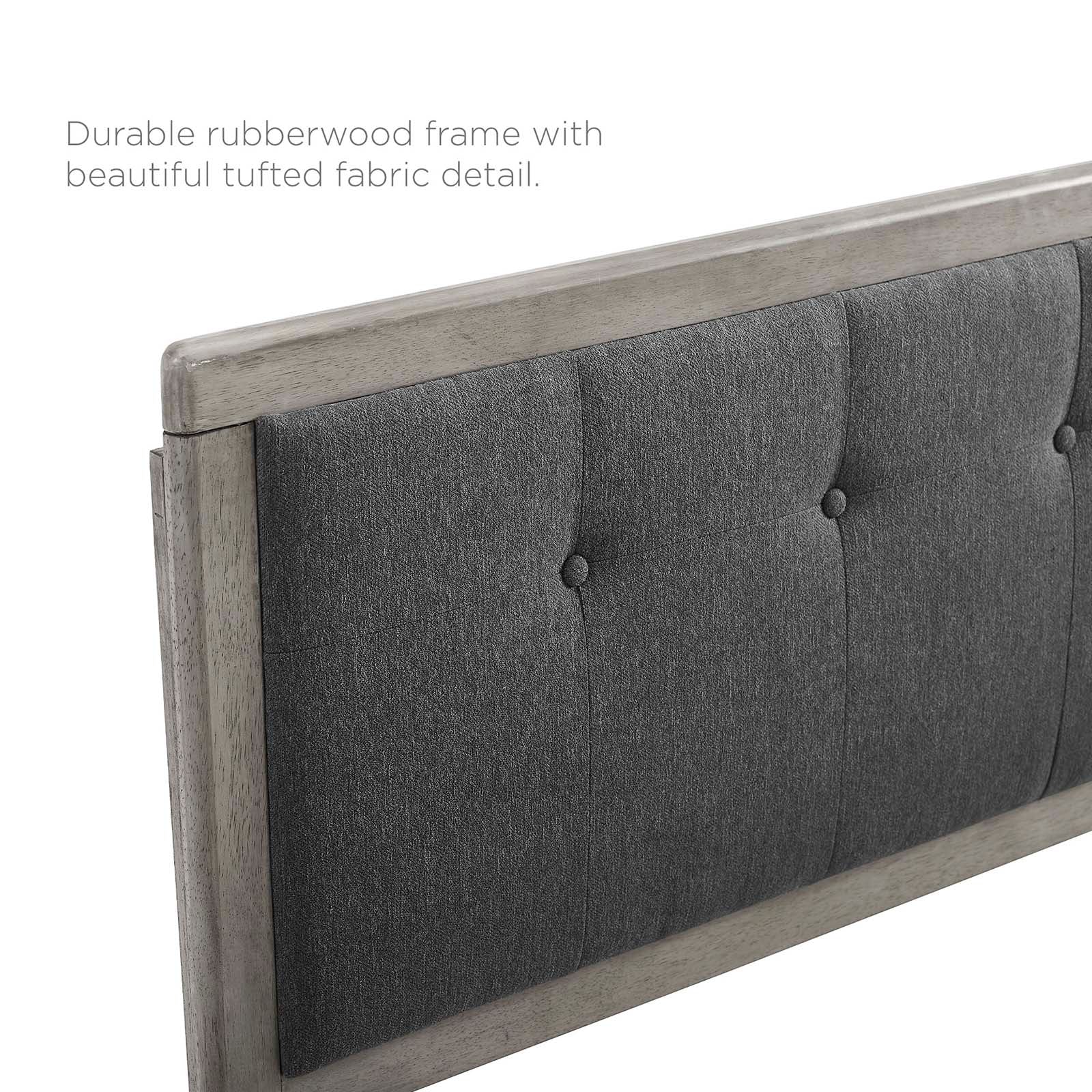 Modway Headboards - Draper Tufted Queen Fabric And Wood Headboard Gray Charcoal