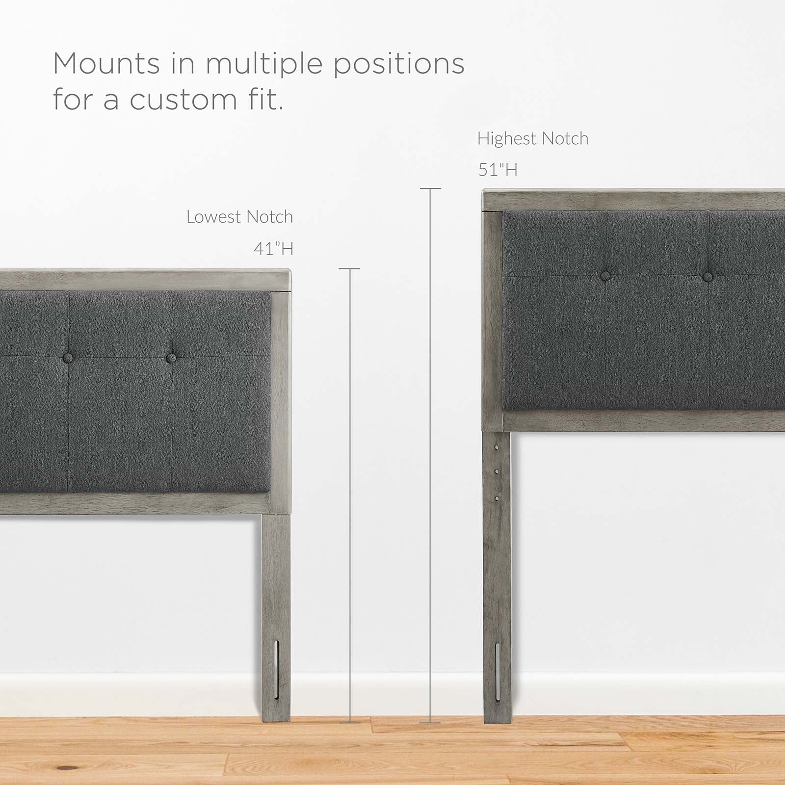 Modway Headboards - Draper Tufted Queen Fabric And Wood Headboard Gray Charcoal