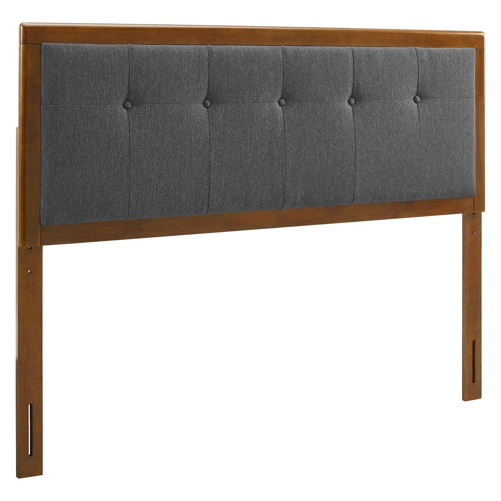 Modway Headboards - Draper Tufted Queen Fabric And Wood Headboard Walnut Charcoal