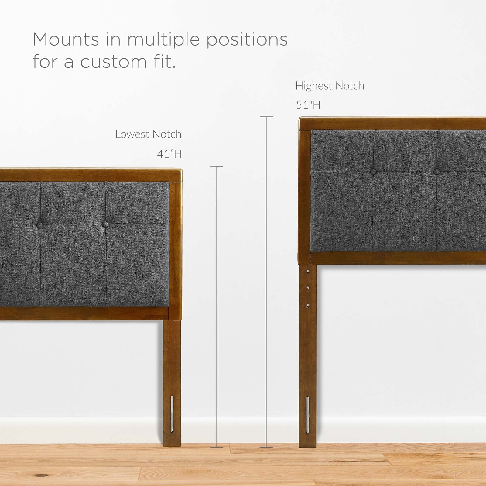 Modway Headboards - Draper Tufted Queen Fabric And Wood Headboard Walnut Charcoal