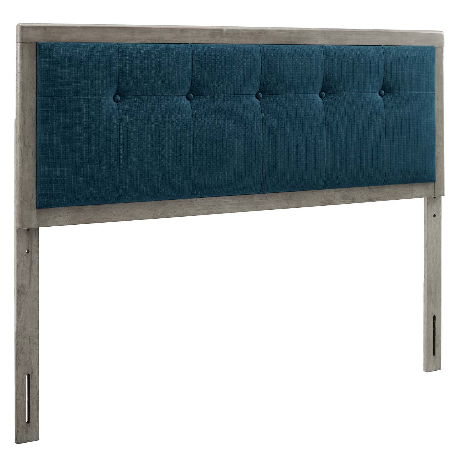Modway Headboards - Draper Tufted King Fabric And Wood Headboard Gray Azure