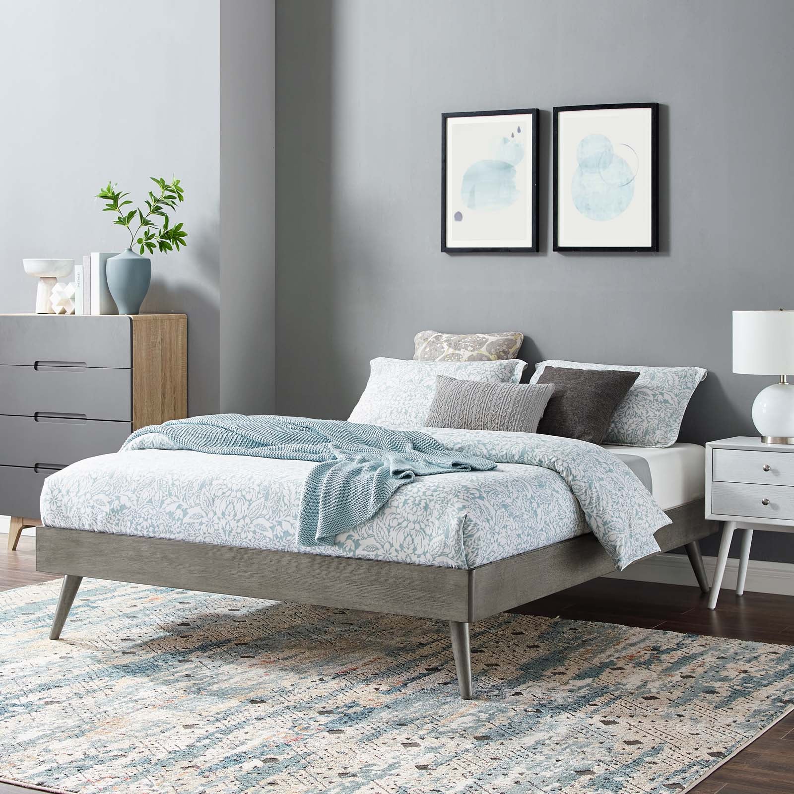 Modway Beds - Margo Queen Wood Platform Bed Frame Gray