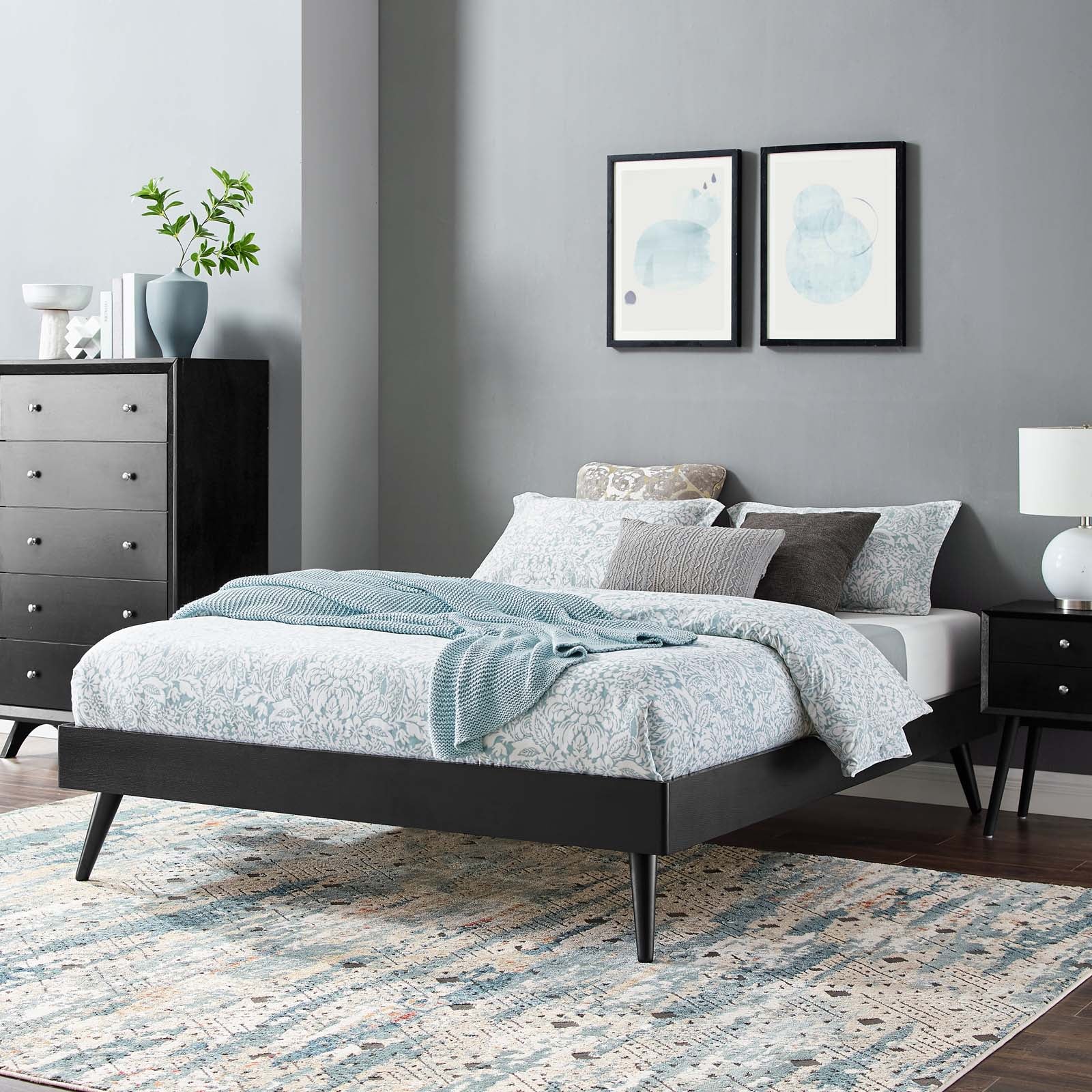 Modway Beds - Margo King Wood Platform Bed Frame Black