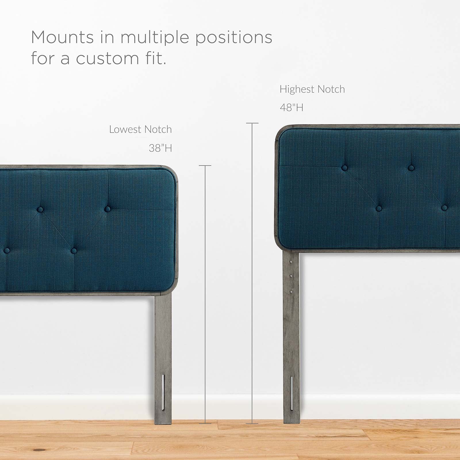 Modway Headboards - Collins Tufted Twin Fabric and Wood Headboard Gray Azure