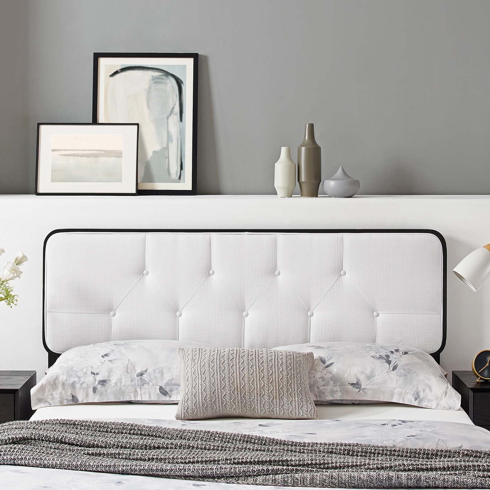 Modway Headboards - Collins Tufted Full Fabric and Wood Headboard Black White