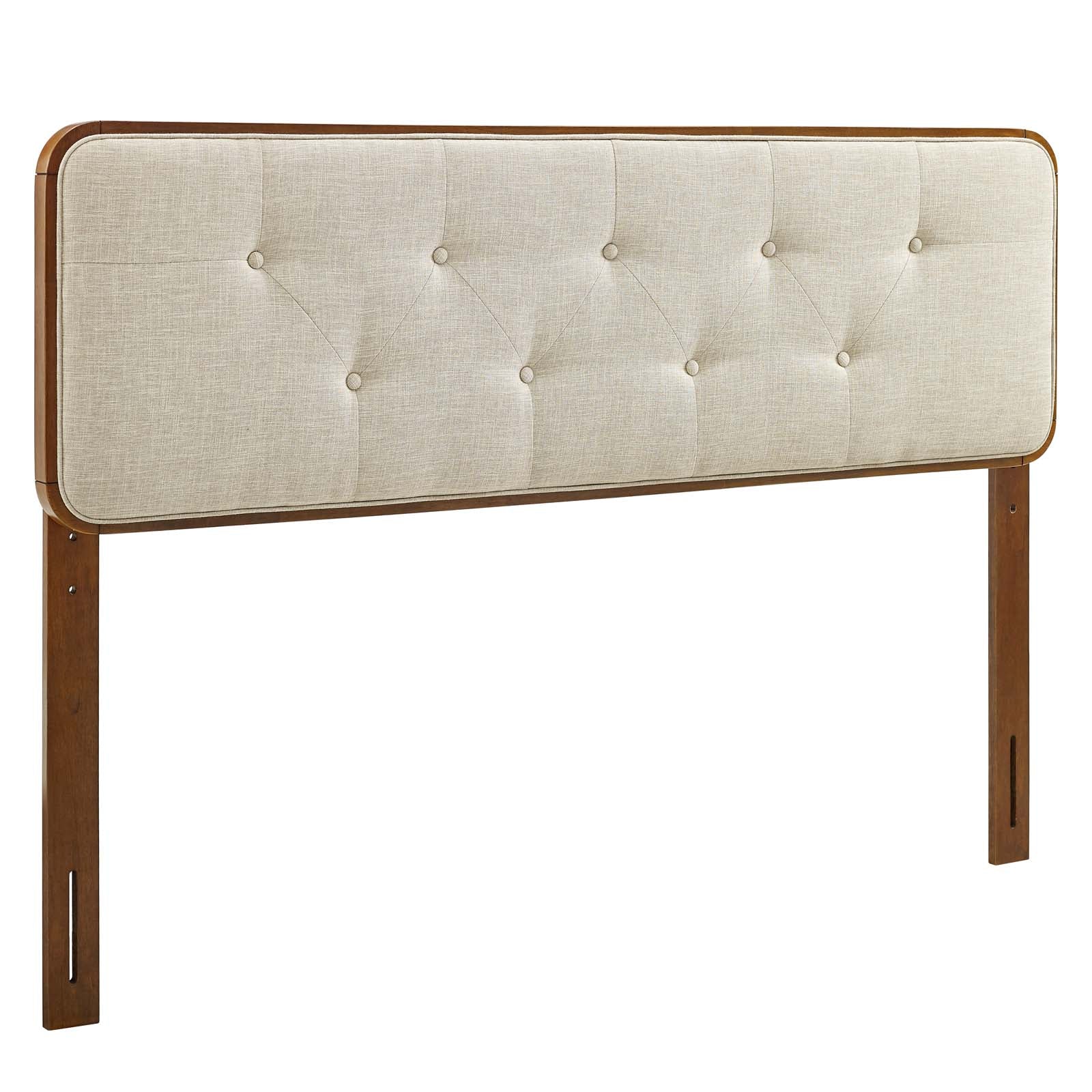 Modway Headboards - Collins Tufted Queen Fabric and Wood Headboard Walnut Beige
