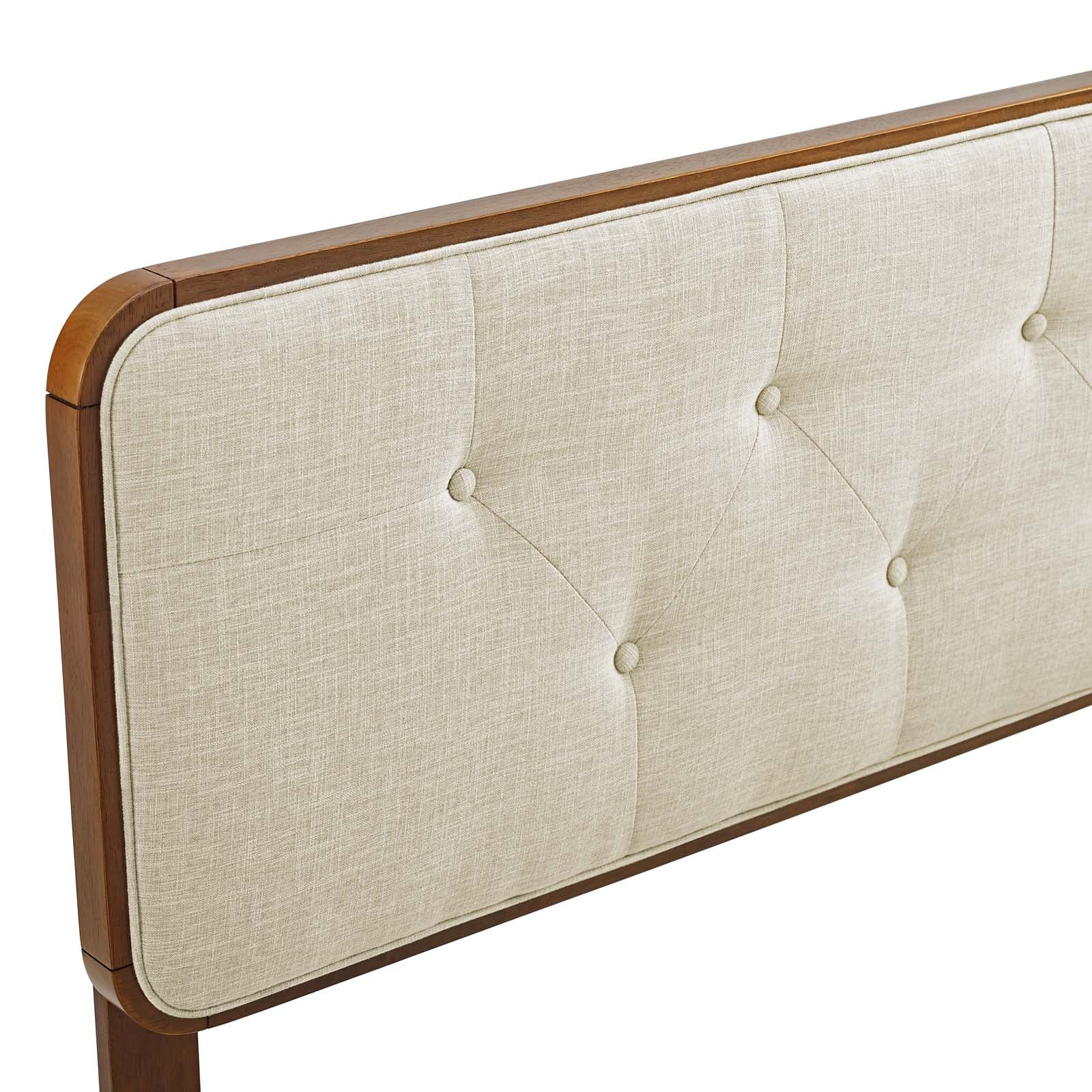 Modway Headboards - Collins Tufted Queen Fabric and Wood Headboard Walnut Beige