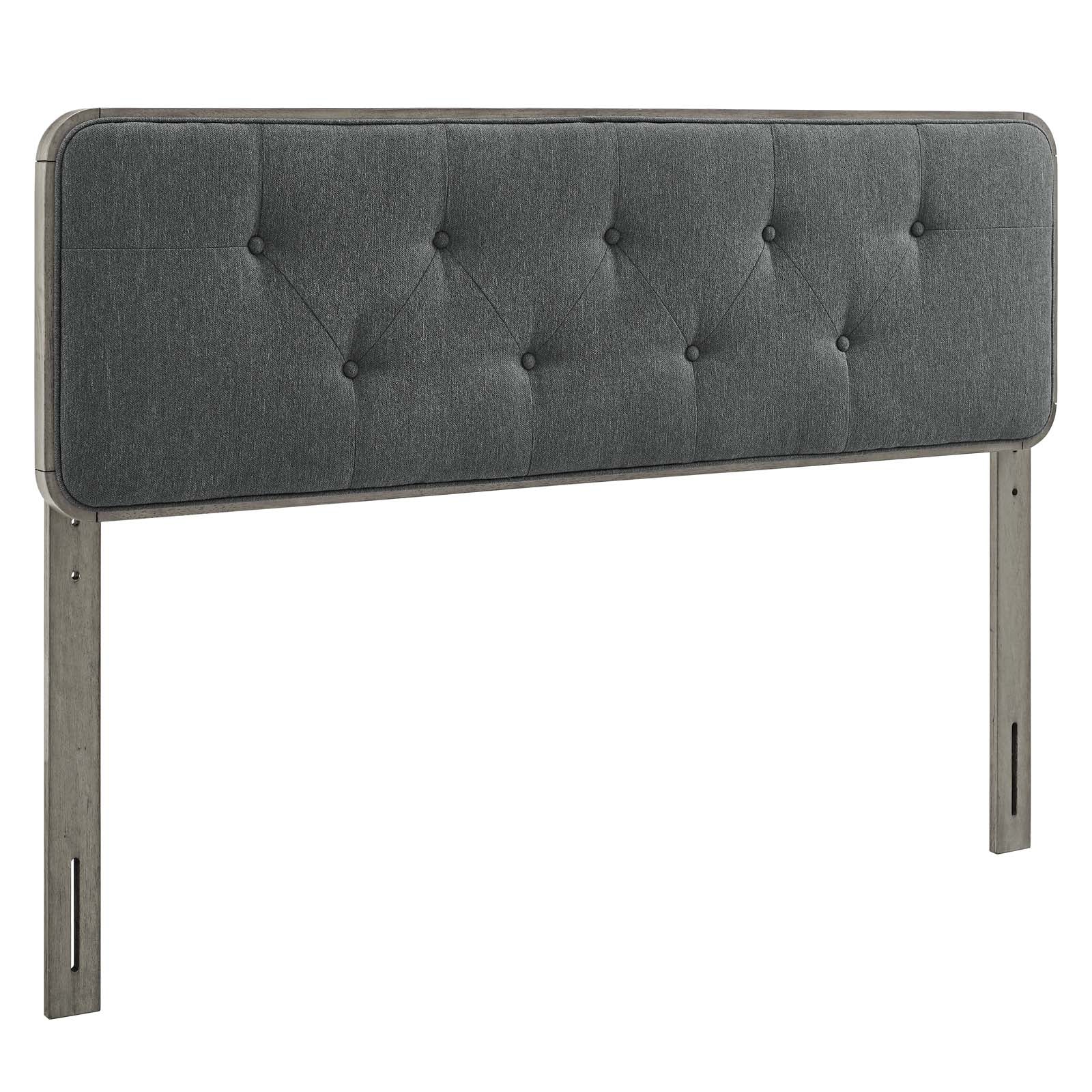 Modway Headboards - Collins Tufted King Fabric and Wood Headboard Gray Charcoal