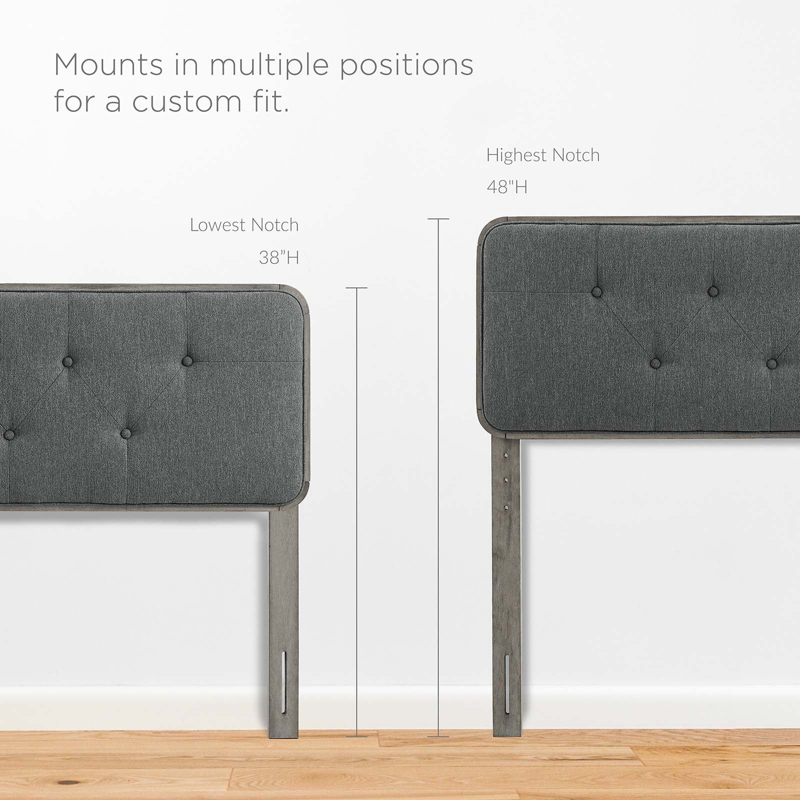 Modway Headboards - Collins Tufted King Fabric and Wood Headboard Gray Charcoal