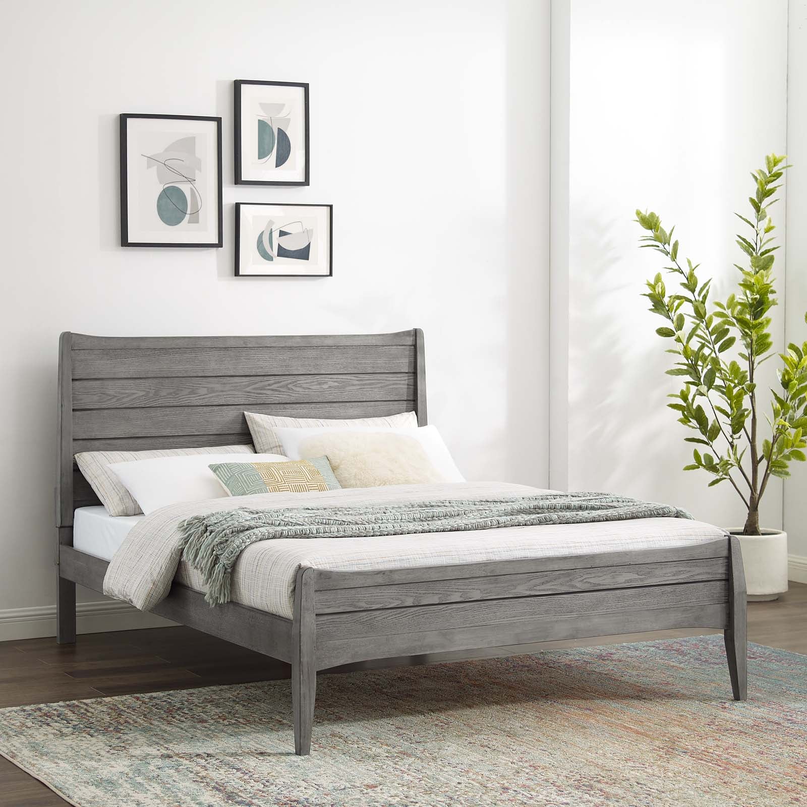 Modway Beds - Georgia Platform Queen Bed Gray