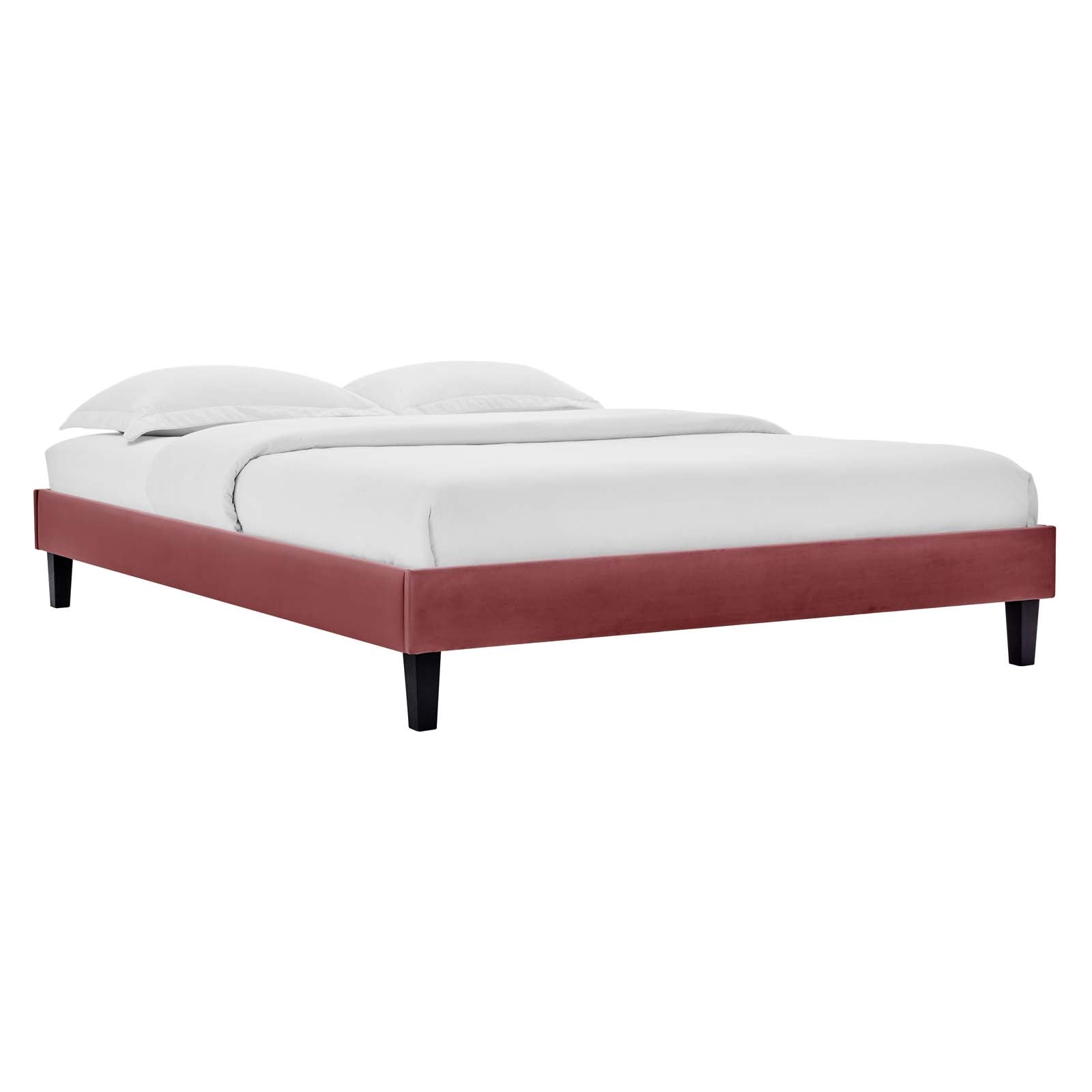 Modway Beds - Reign Full Performance Velvet Platform Bed Frame Dusty Rose