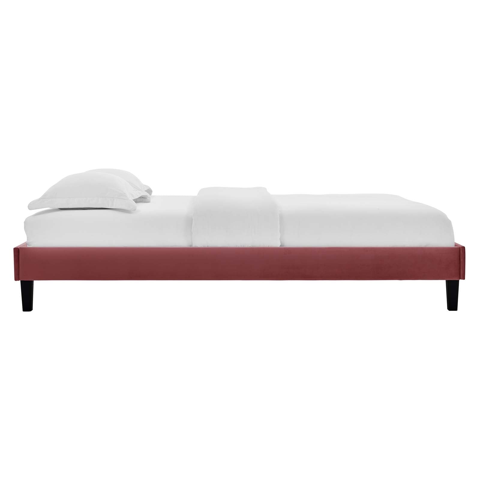 Modway Beds - Reign Full Performance Velvet Platform Bed Frame Dusty Rose