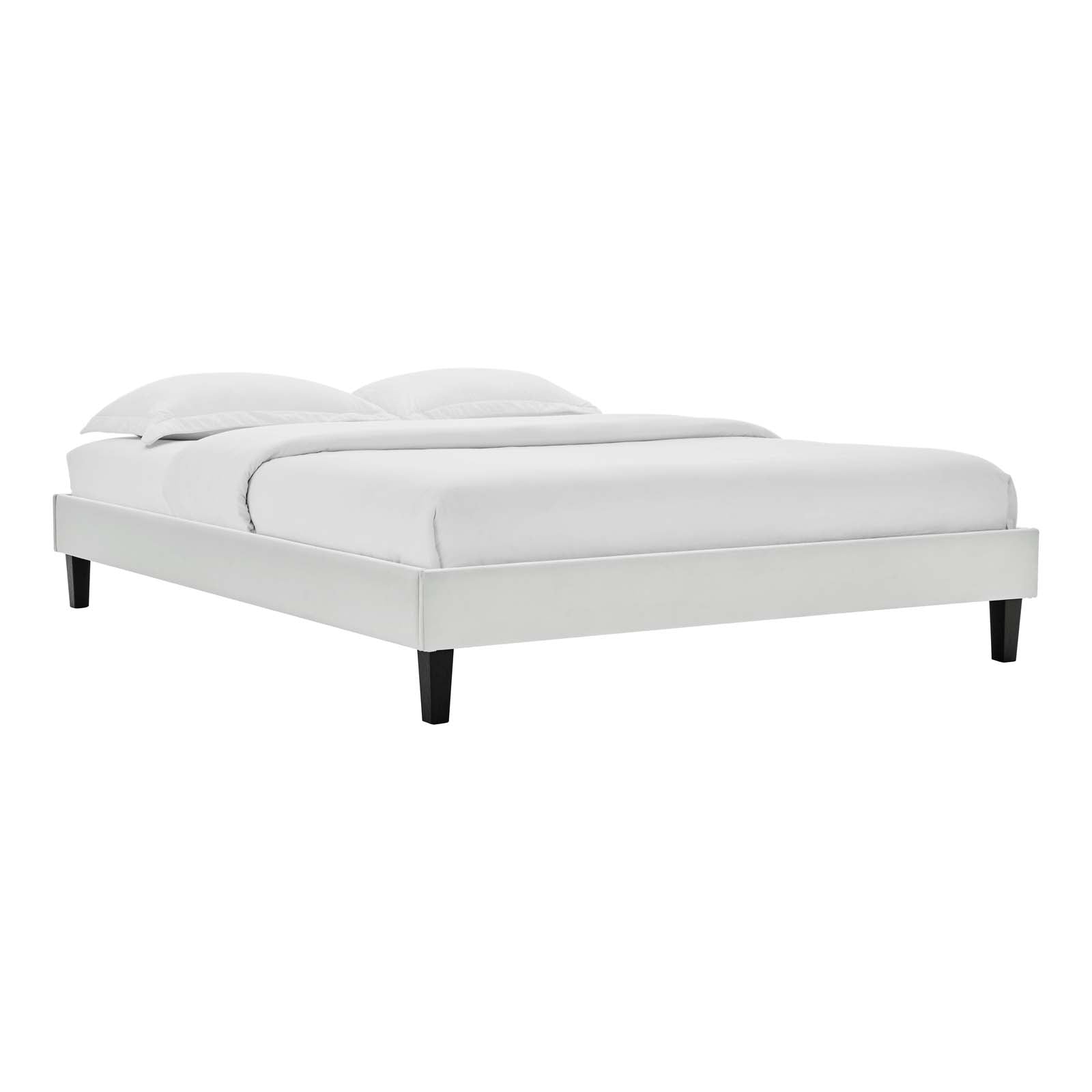 Modway Beds - Reign Queen Performance Velvet Platform Bed Frame Light Gray