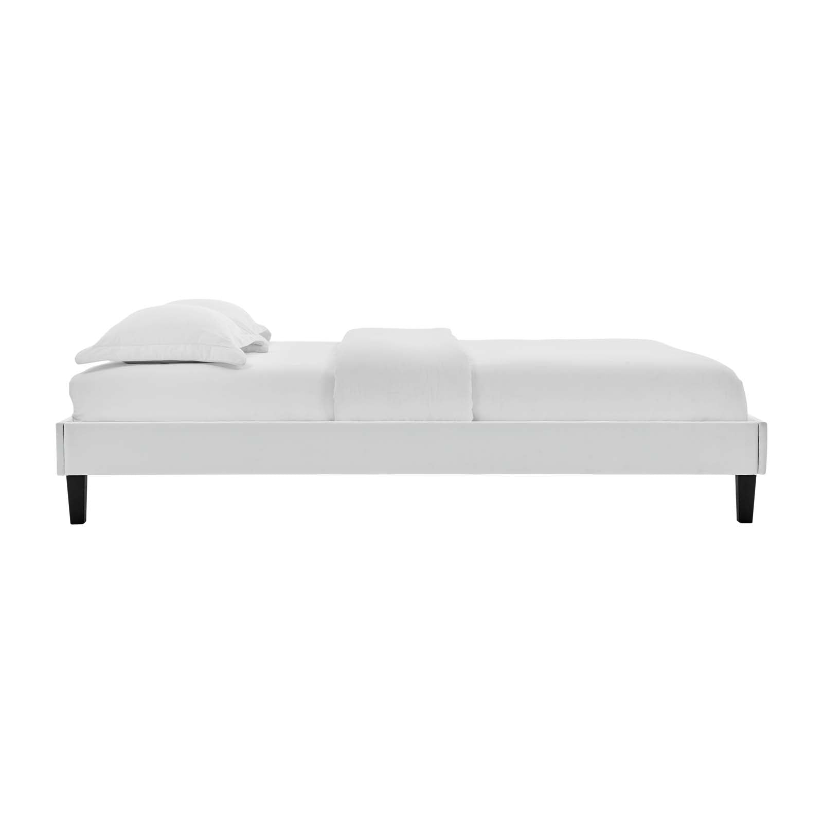 Modway Beds - Reign Queen Performance Velvet Platform Bed Frame Light Gray