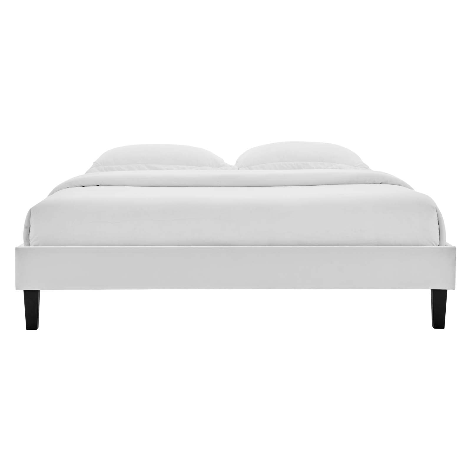 Modway Beds - Reign Queen Performance Velvet Platform Bed Frame Light Gray