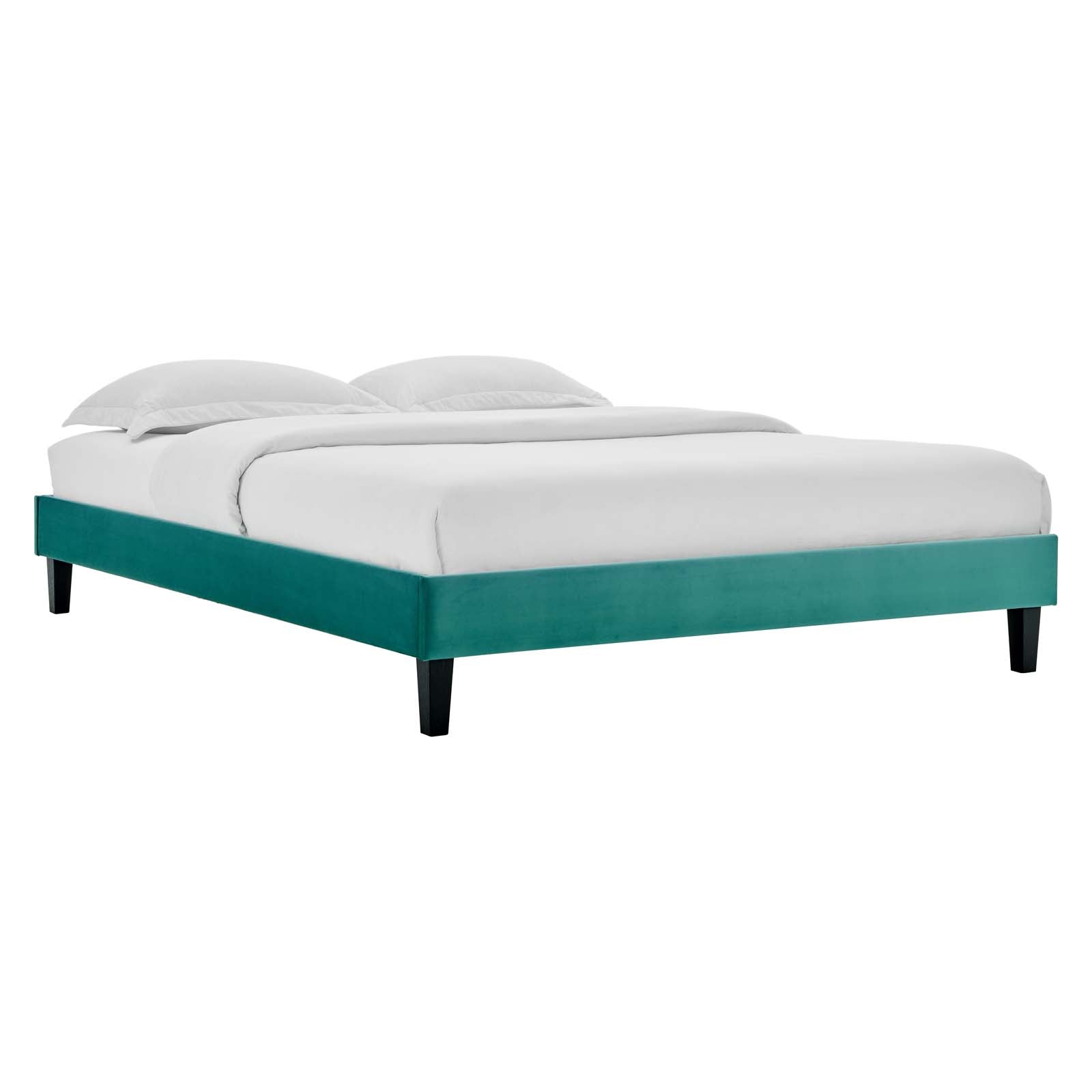 Modway Beds - Reign King Performance Velvet Platform Bed Frame Teal