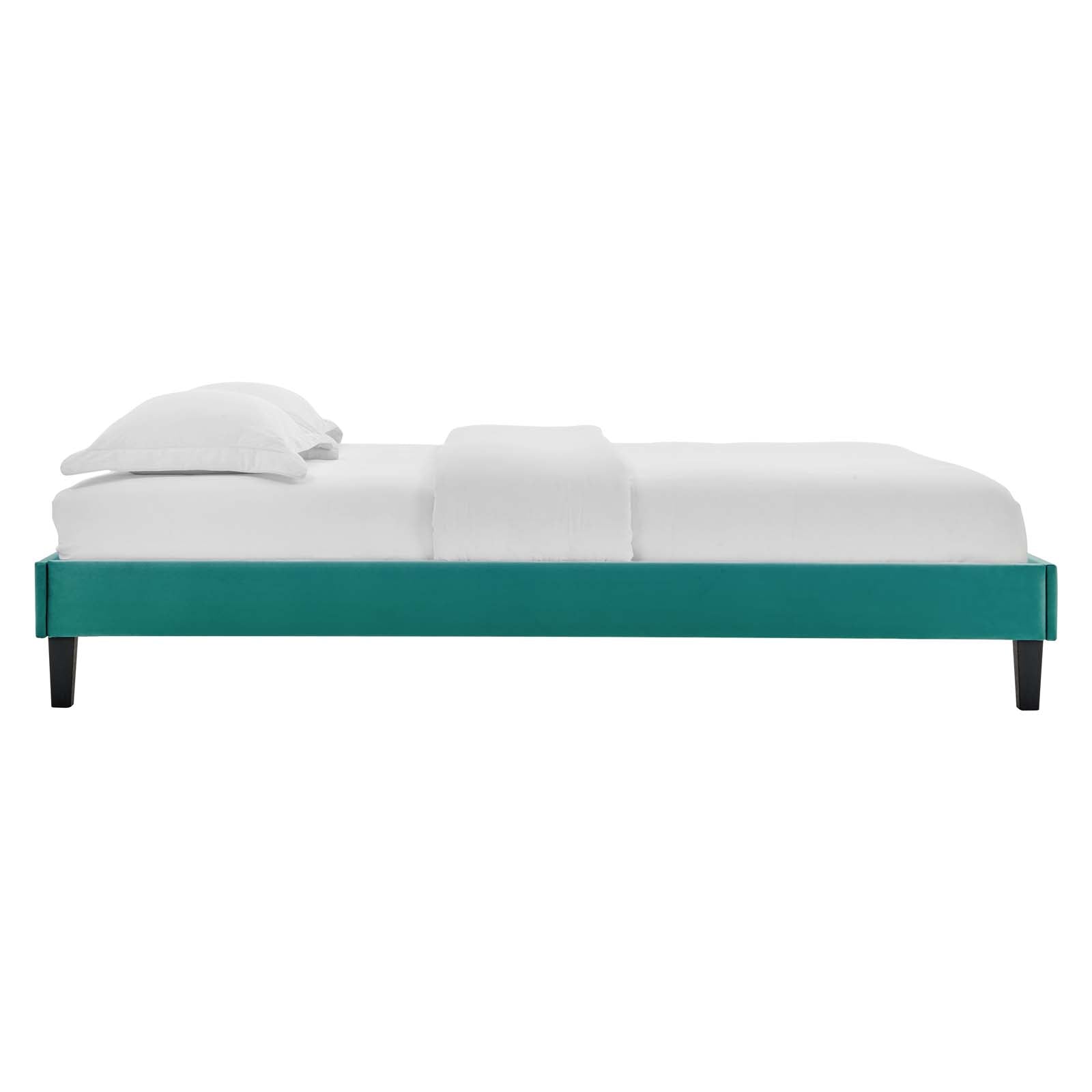 Modway Beds - Reign King Performance Velvet Platform Bed Frame Teal
