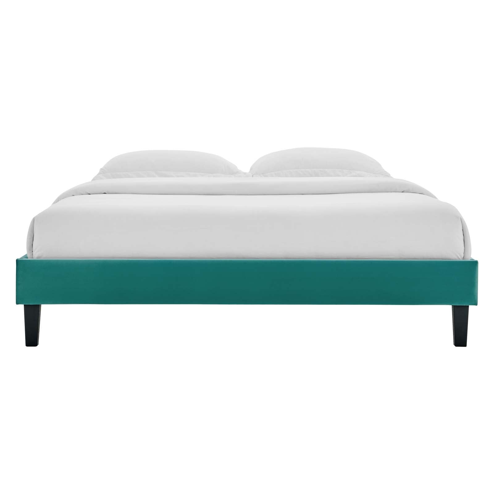 Modway Beds - Reign King Performance Velvet Platform Bed Frame Teal
